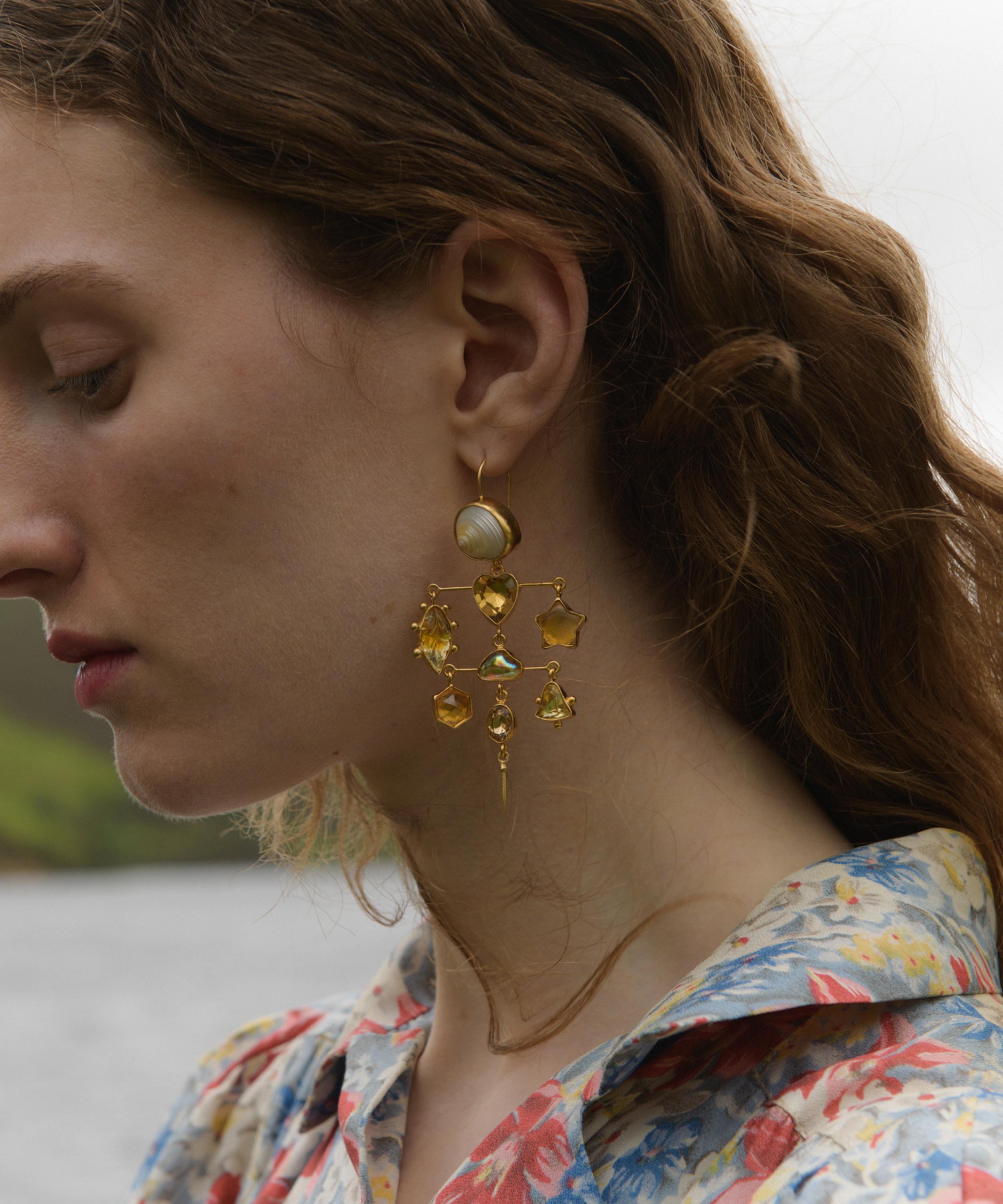 Grainne Morton - 18ct Gold-Plated Layered Victorian Drop Earrings image number 1