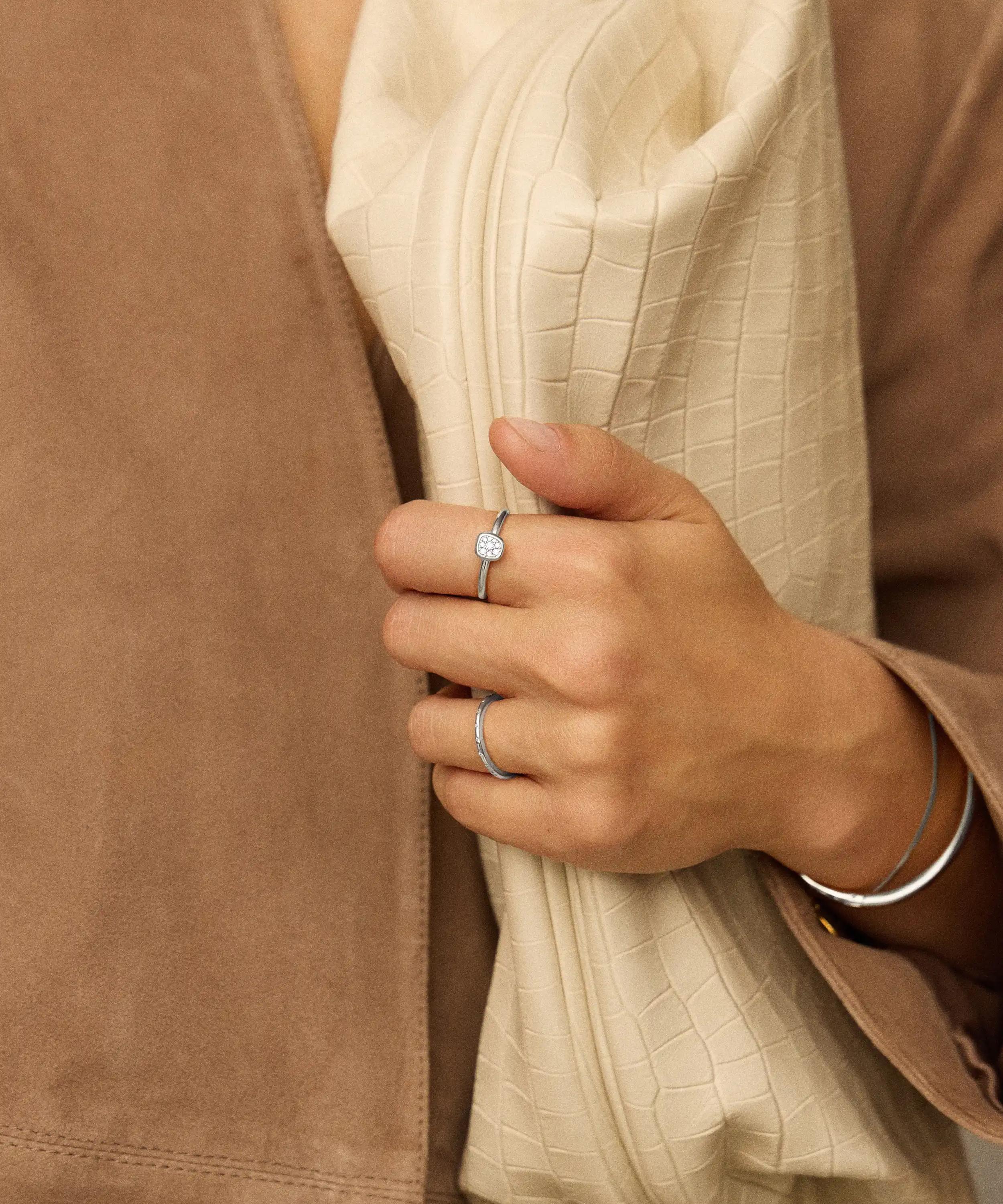 Missoma - Silver-Plated Molten Soft Square Pav&eacute; Ring image number 1