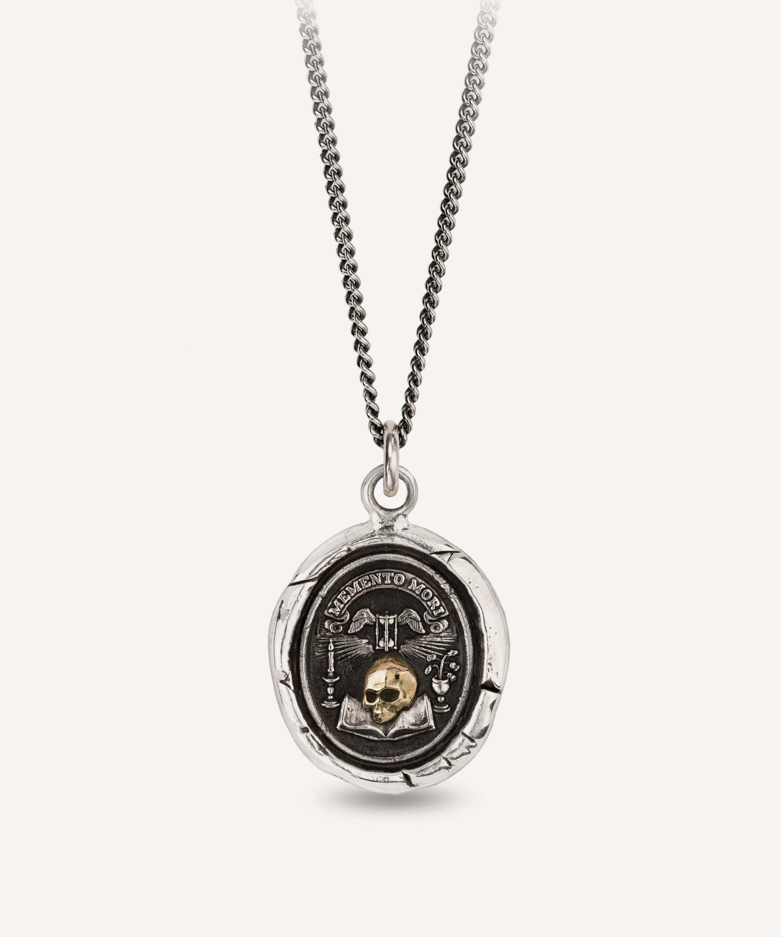 Pyrrha - Mixed Metal Memento Mori Pendant Necklace