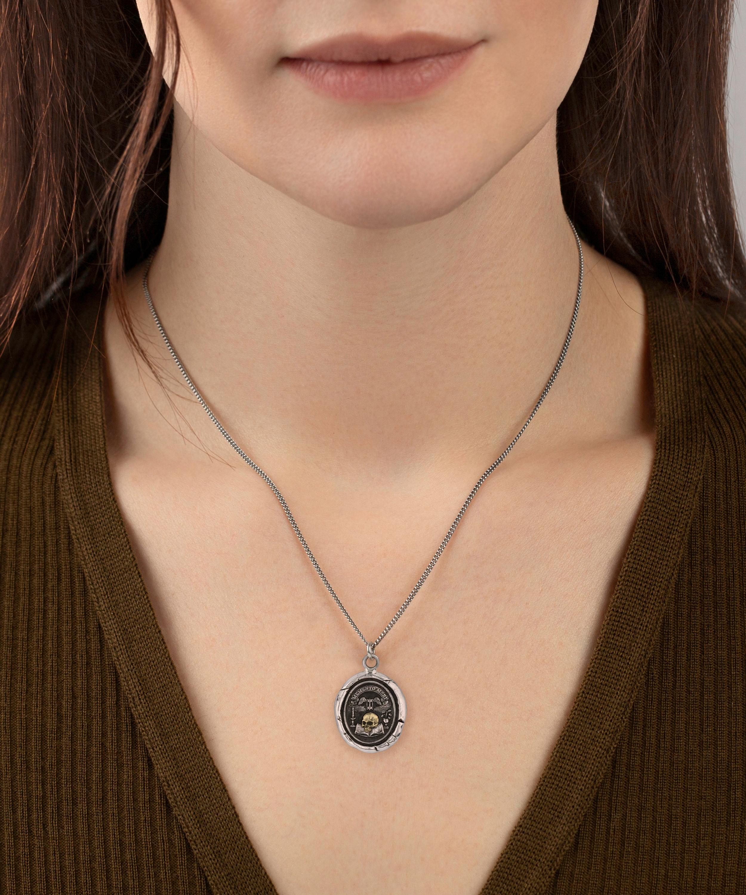 Pyrrha - Mixed Metal Memento Mori Pendant Necklace image number 1
