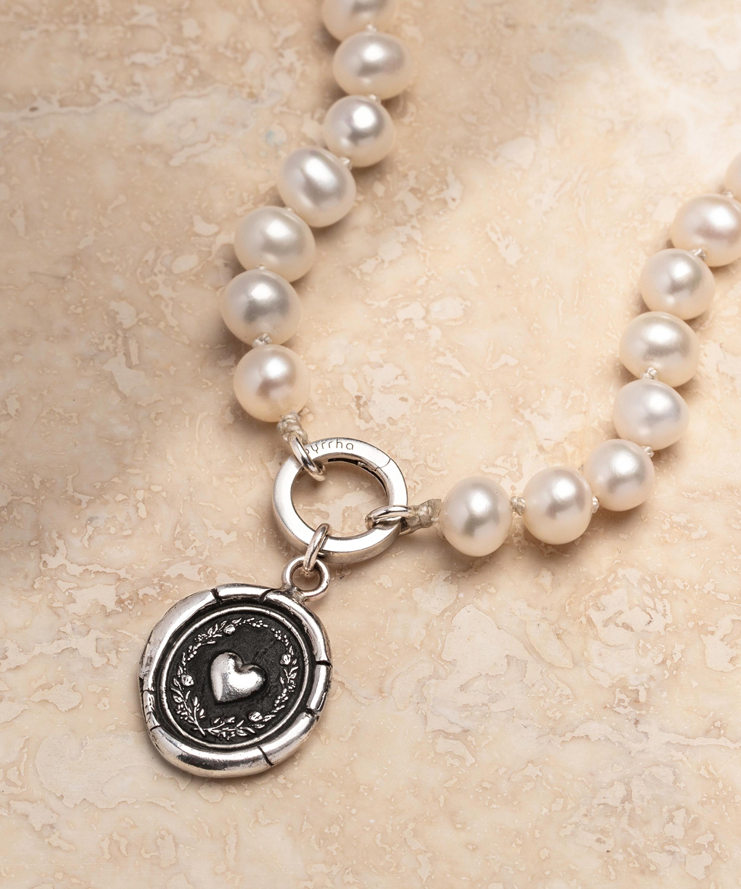 Pyrrha - Sterling Silver Self-Love Freshwater Pearl Pendant Necklace image number 1