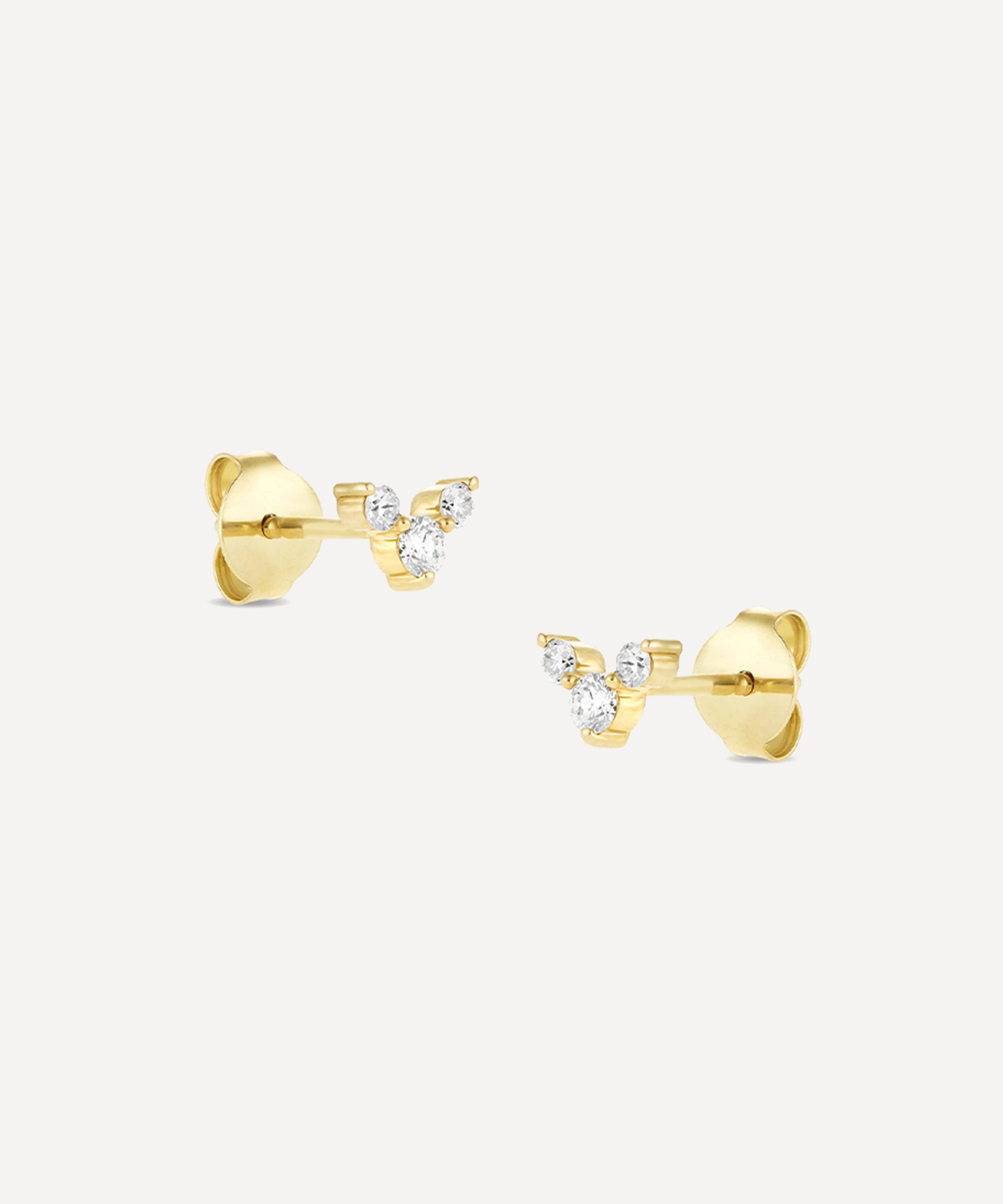 Dinny Hall - 9ct Gold Shuga Chevron Lab-Grown Diamond Stud Earrings image number 2