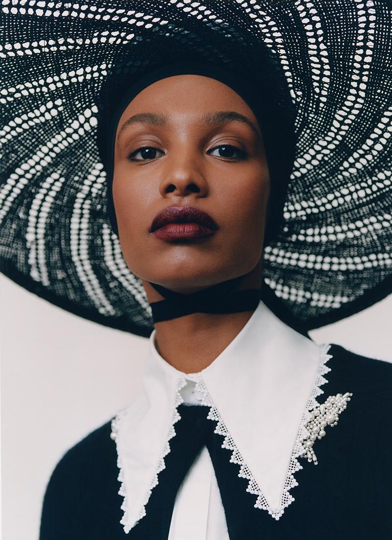 Model with burgundy lipstick