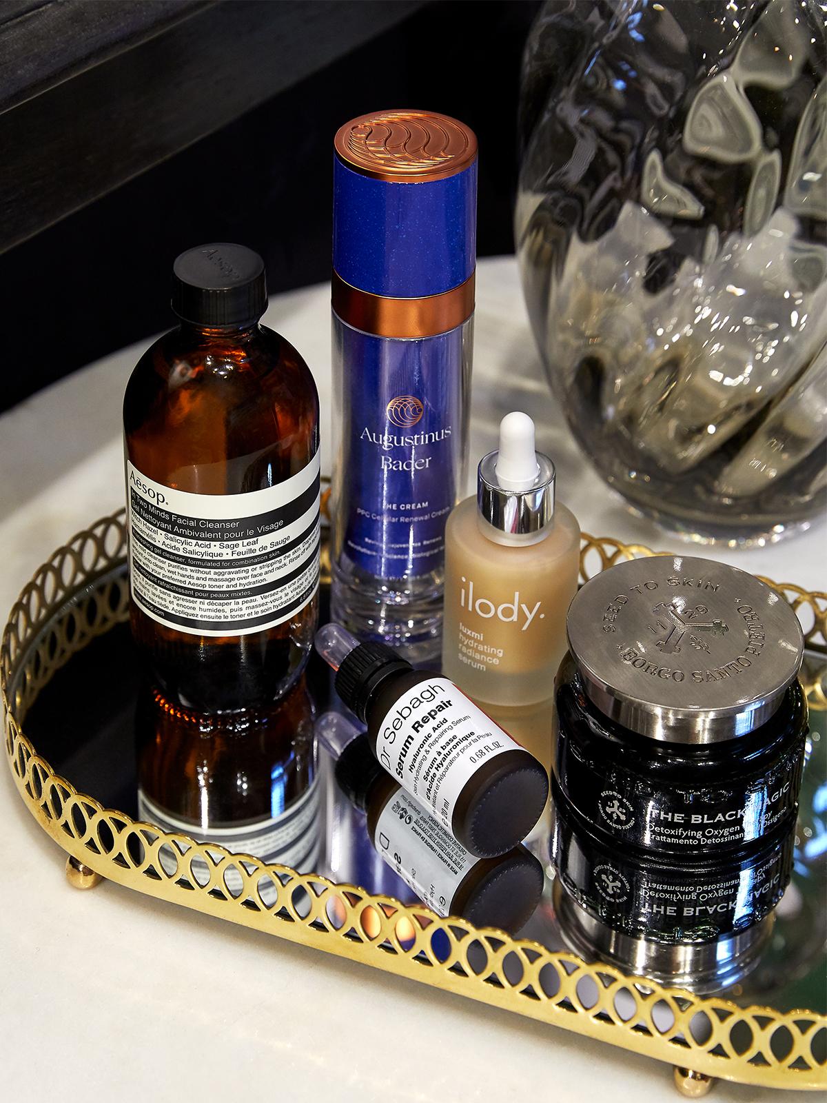 Selection of luxury skincare products