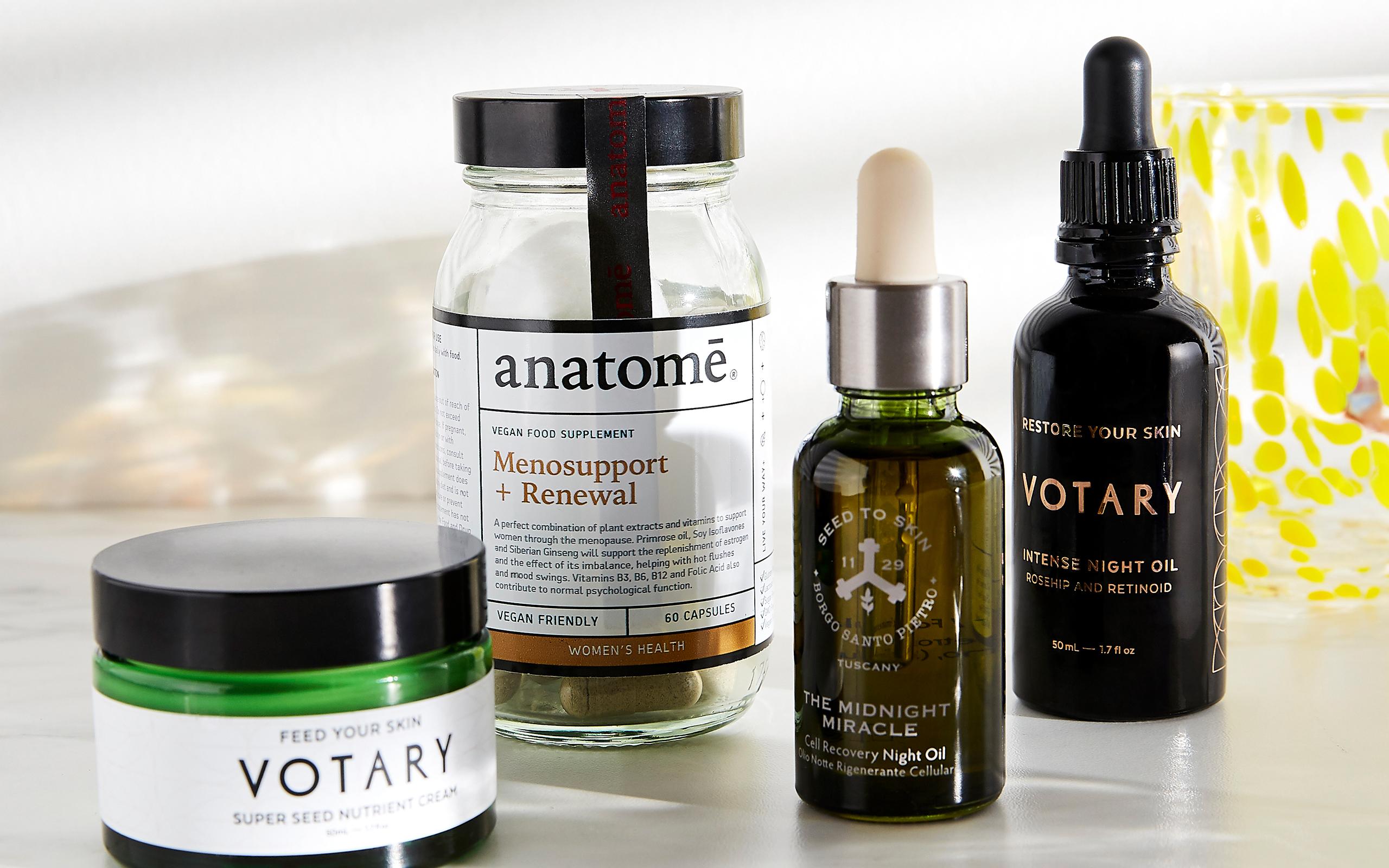 Selection of skincare and supplements