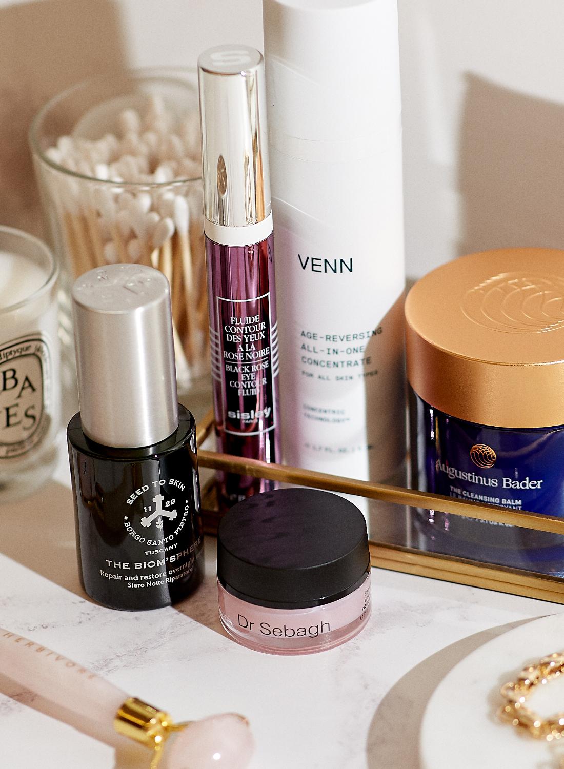 Selection of luxury anti-ageing skincare products