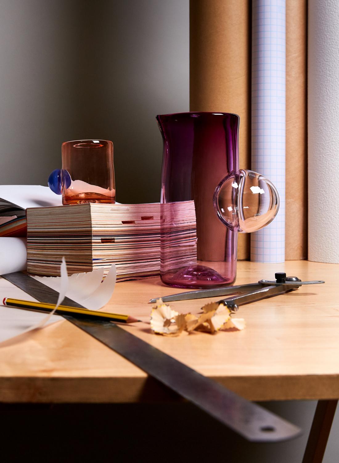 sticky glass purple jug