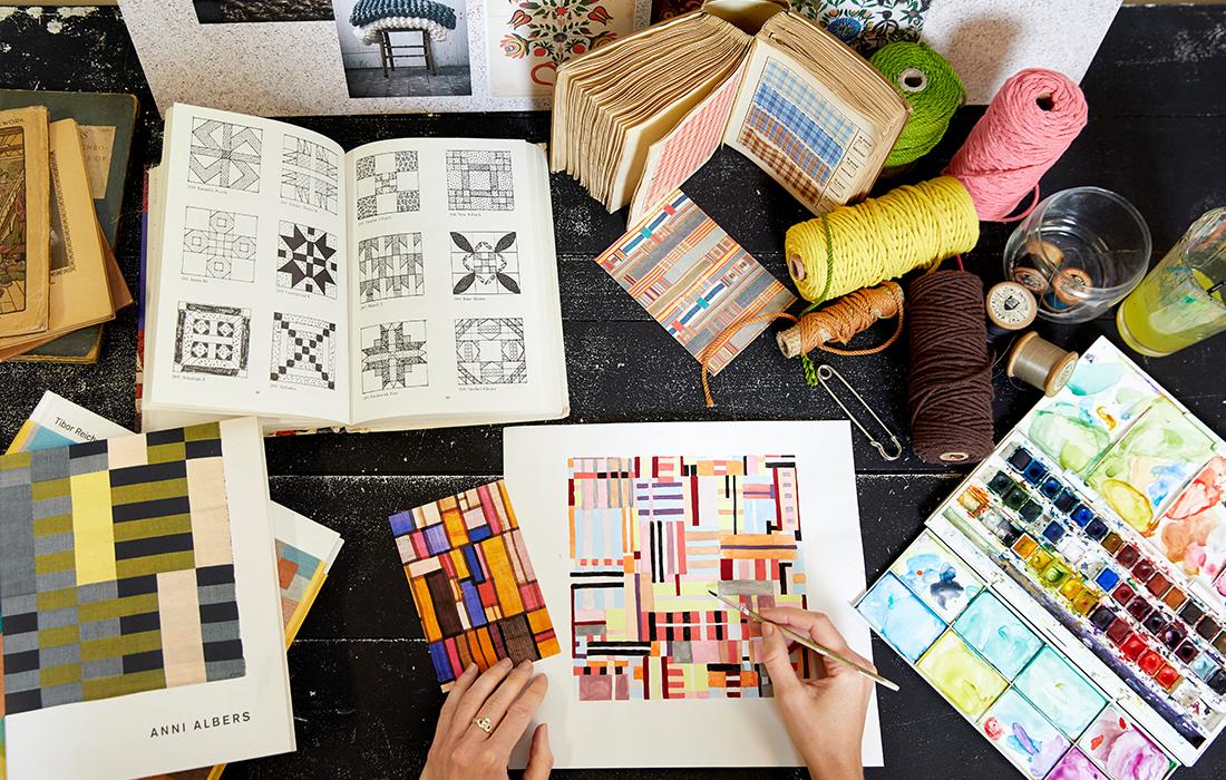 aw21 fabrics in the studio moodboarding and artist designing