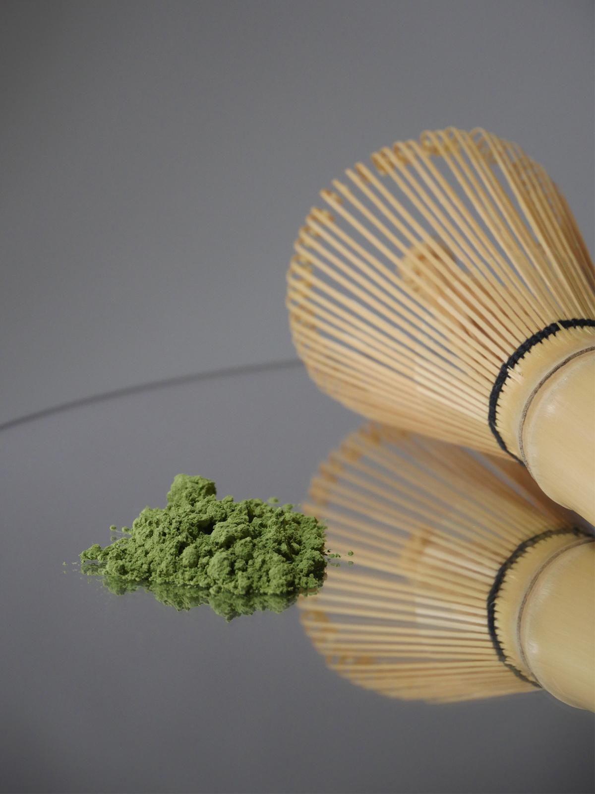 Matcha powder and whisk