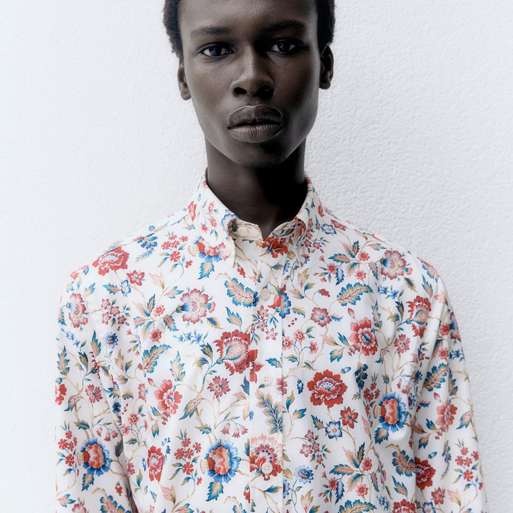 Men's Tapestry Cuban Linen Shirt, Wild Flower Meadow
