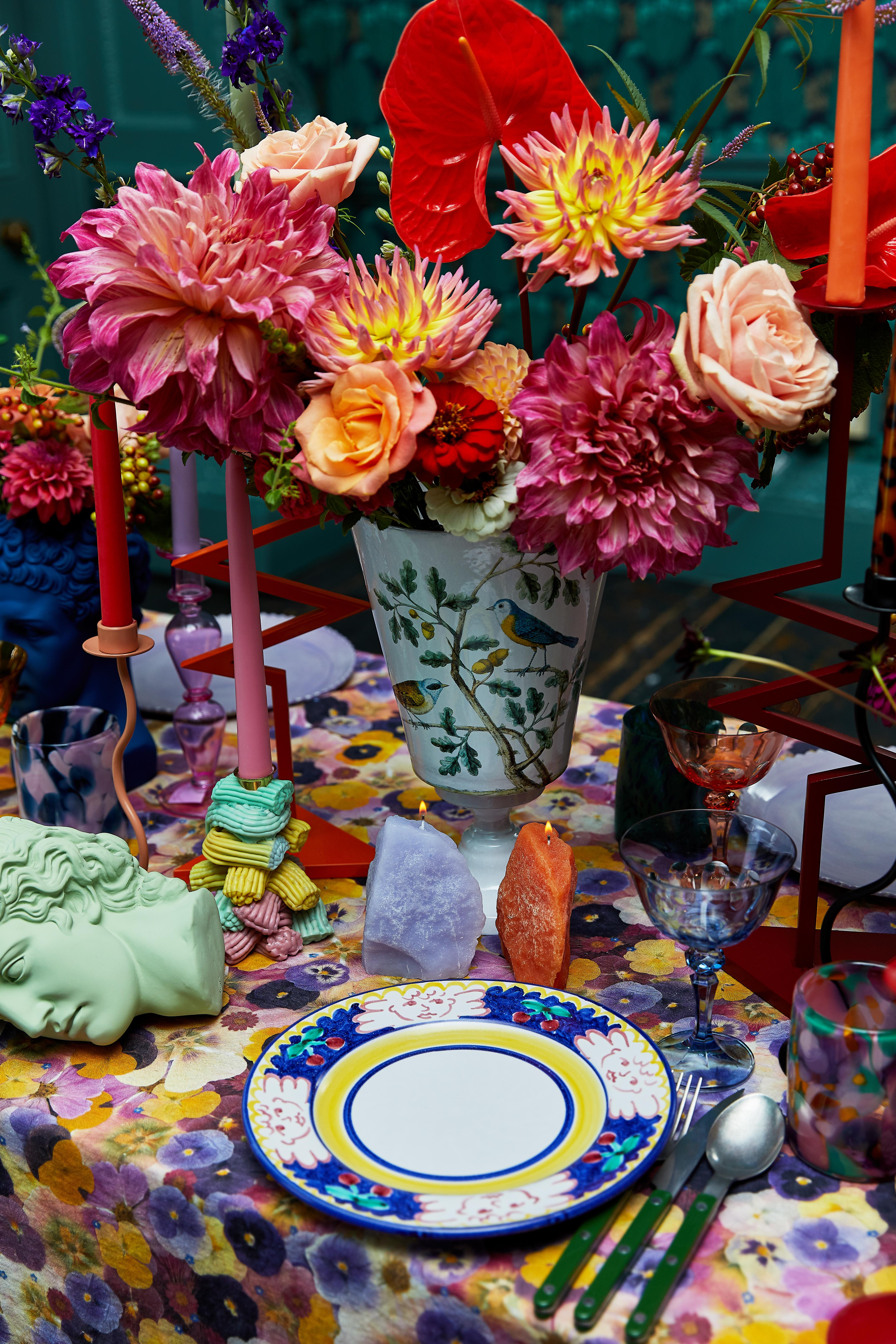 how to make every room of your home a masterpiece maximalist table with floral display