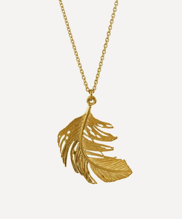 Alex Monroe - Gold-Plated Big Feather Pendant Necklace image number 0