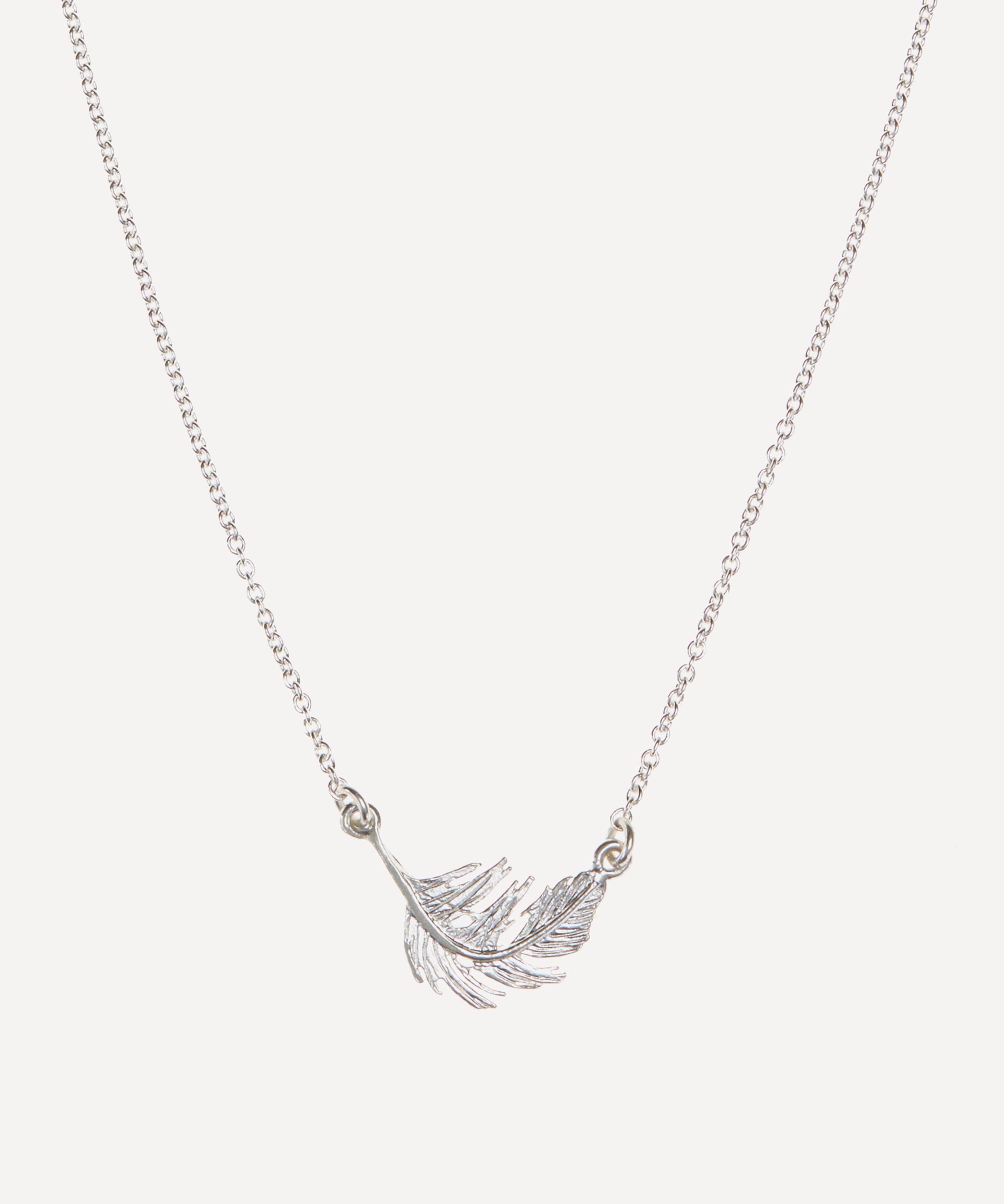 Silver Little Feather Inline Pendant Necklace