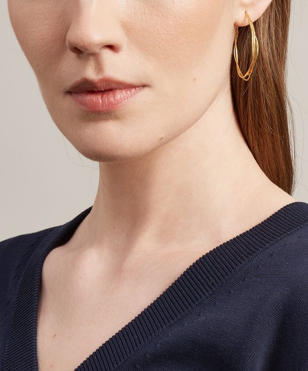 Alex Monroe - Gold-Plated Fine Twist Hoop Earrings image number 1
