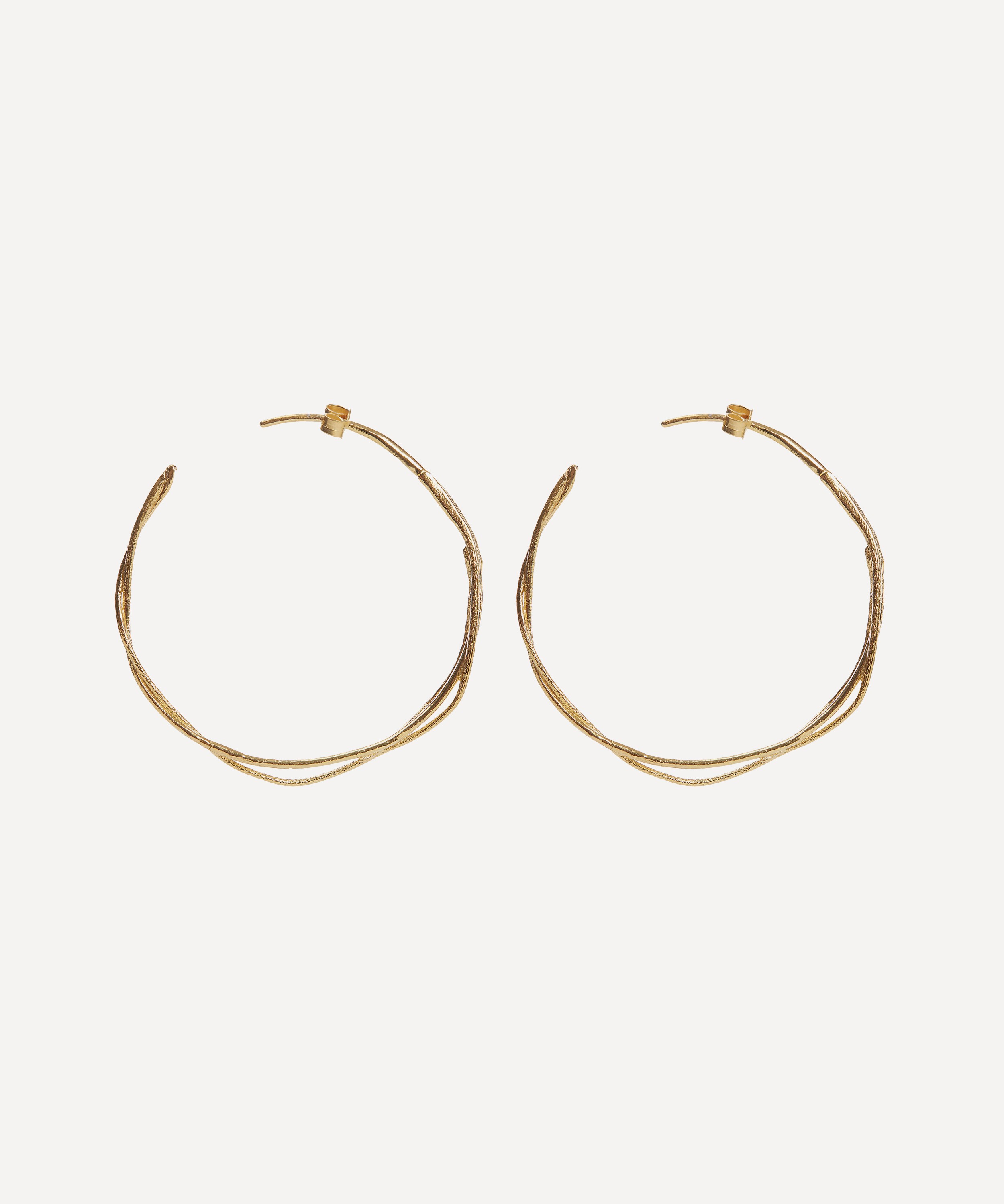 Alex Monroe - Gold-Plated Fine Twist Hoop Earrings image number 2