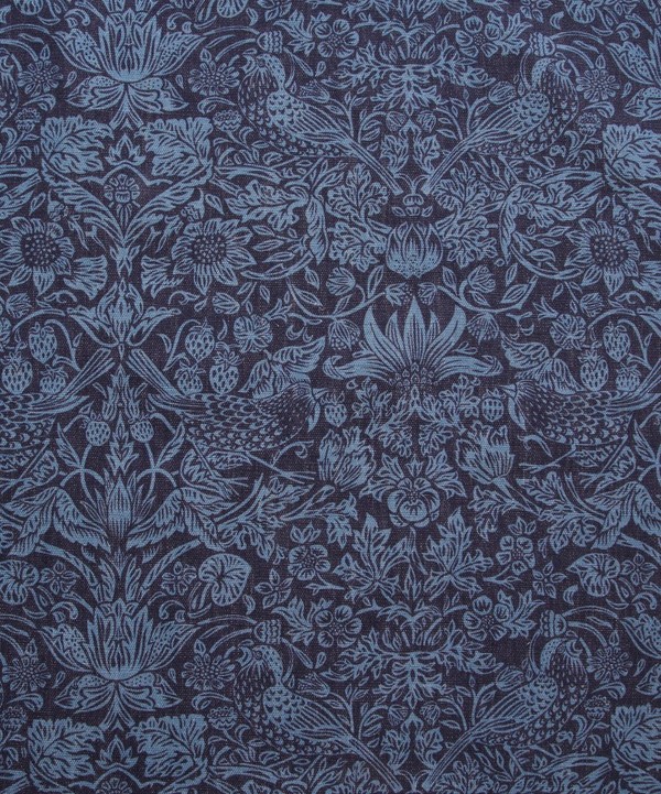 Liberty Fabrics Interiors - Blue Strawberry Meadow Print Linen Union image number null