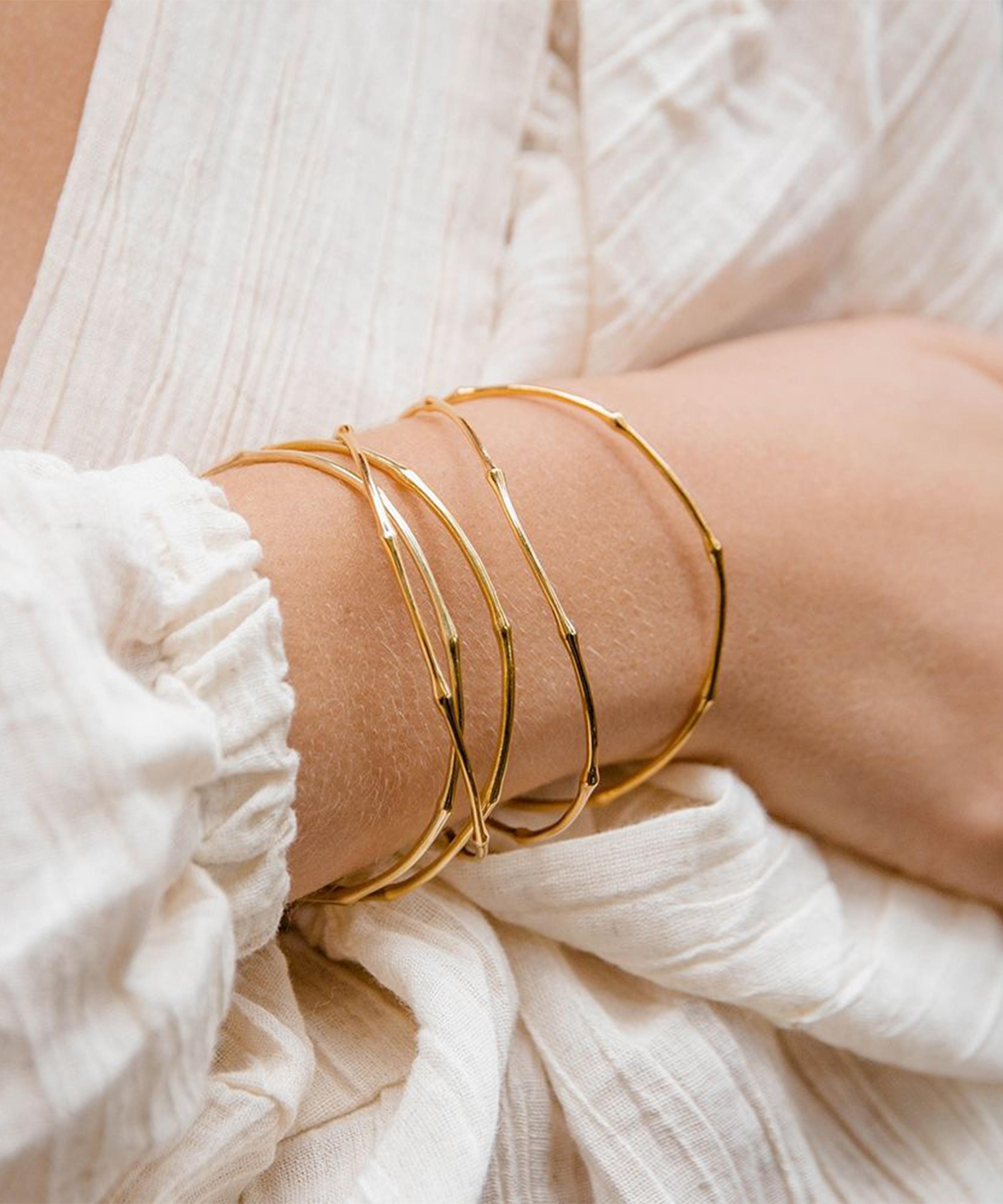 Dinny Hall - Gold Plated Vermeil Silver Bamboo Bangle image number 