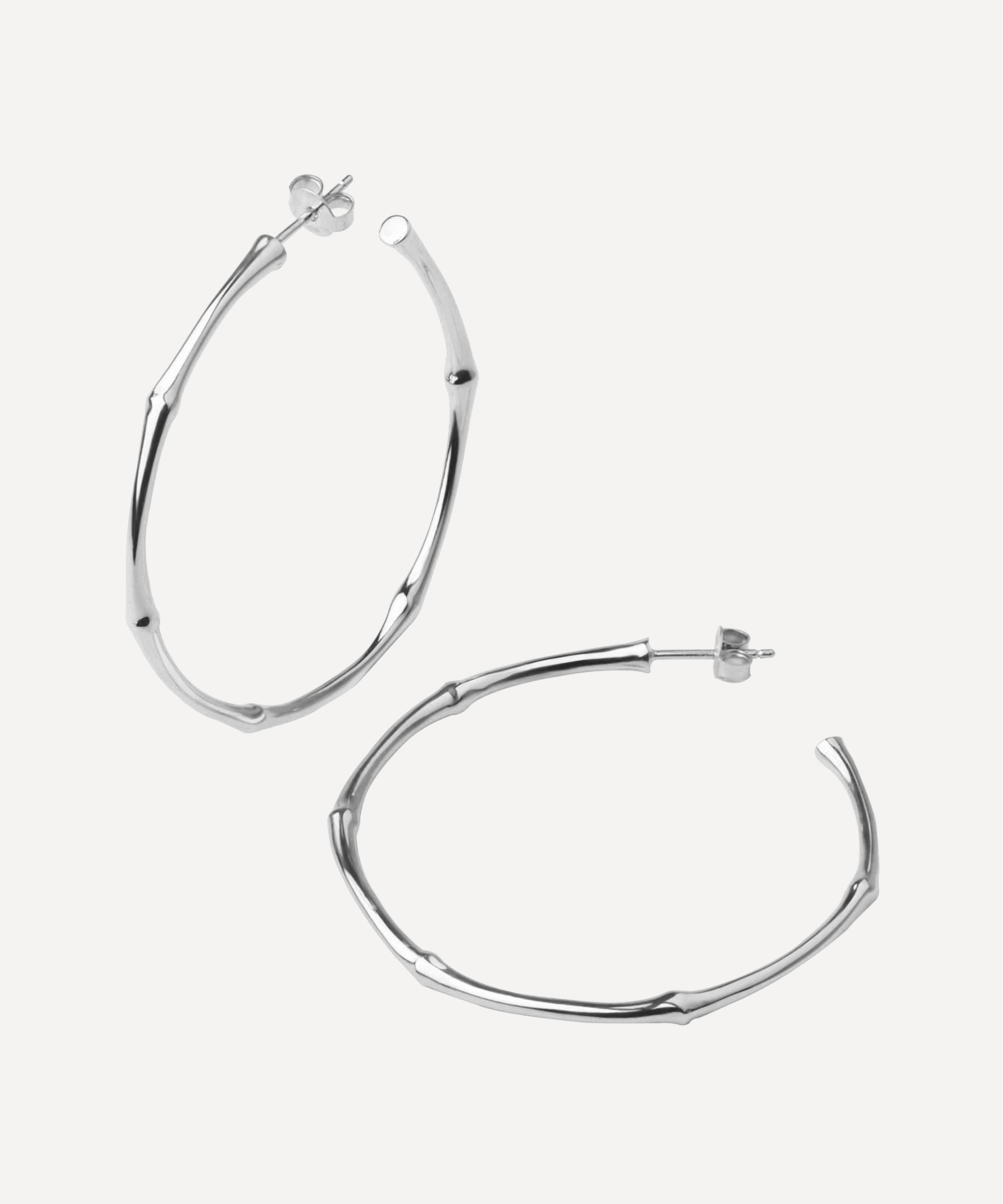 Dinny Hall - Silver Large Bamboo Hoop Earrings image number 0