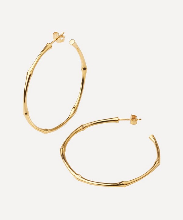 Dinny Hall - Gold Plated Vermeil Silver Large Bamboo Hoop Earrings image number 0
