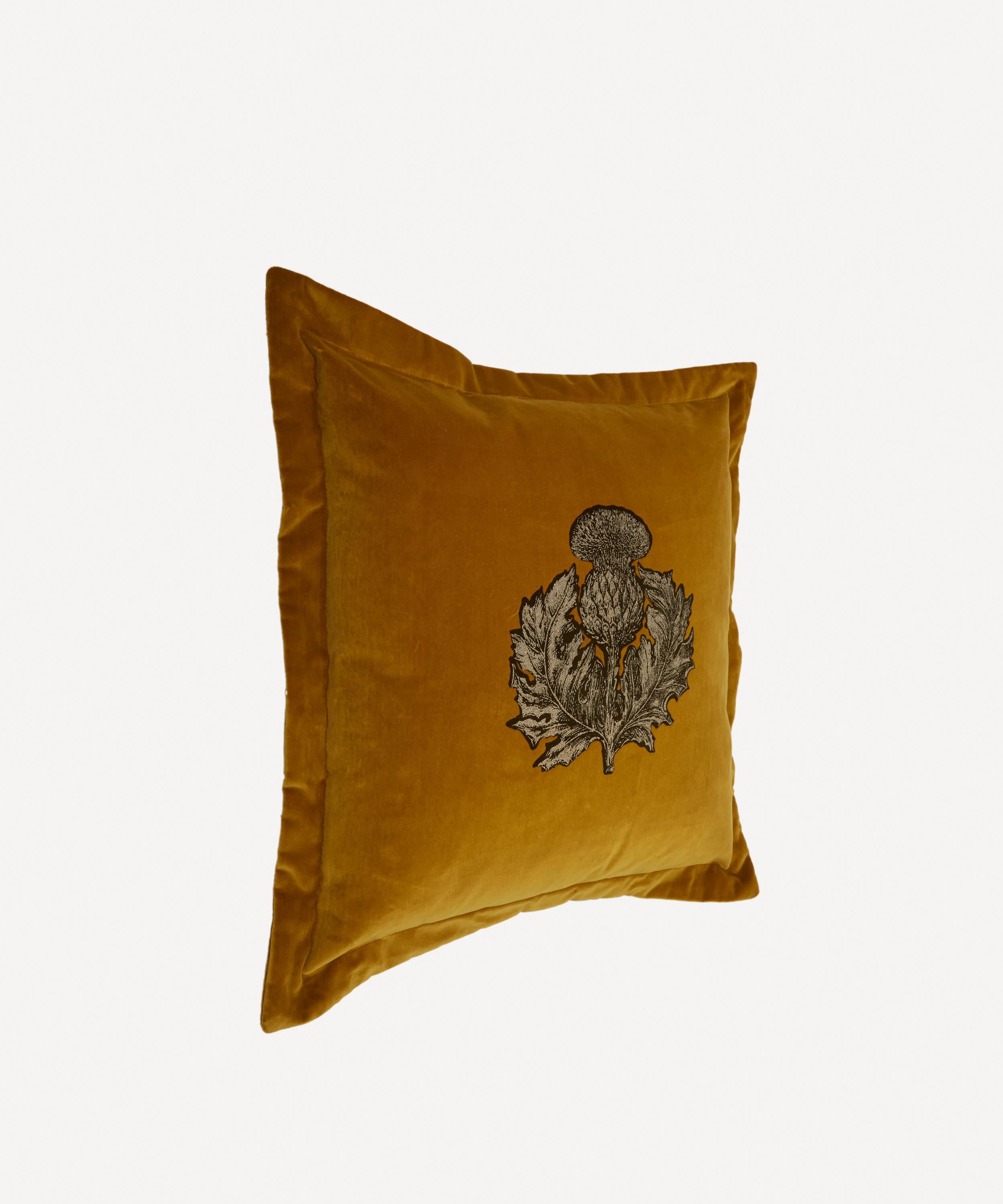Timorous Beasties - Thistle Velvet Cushion image number 1