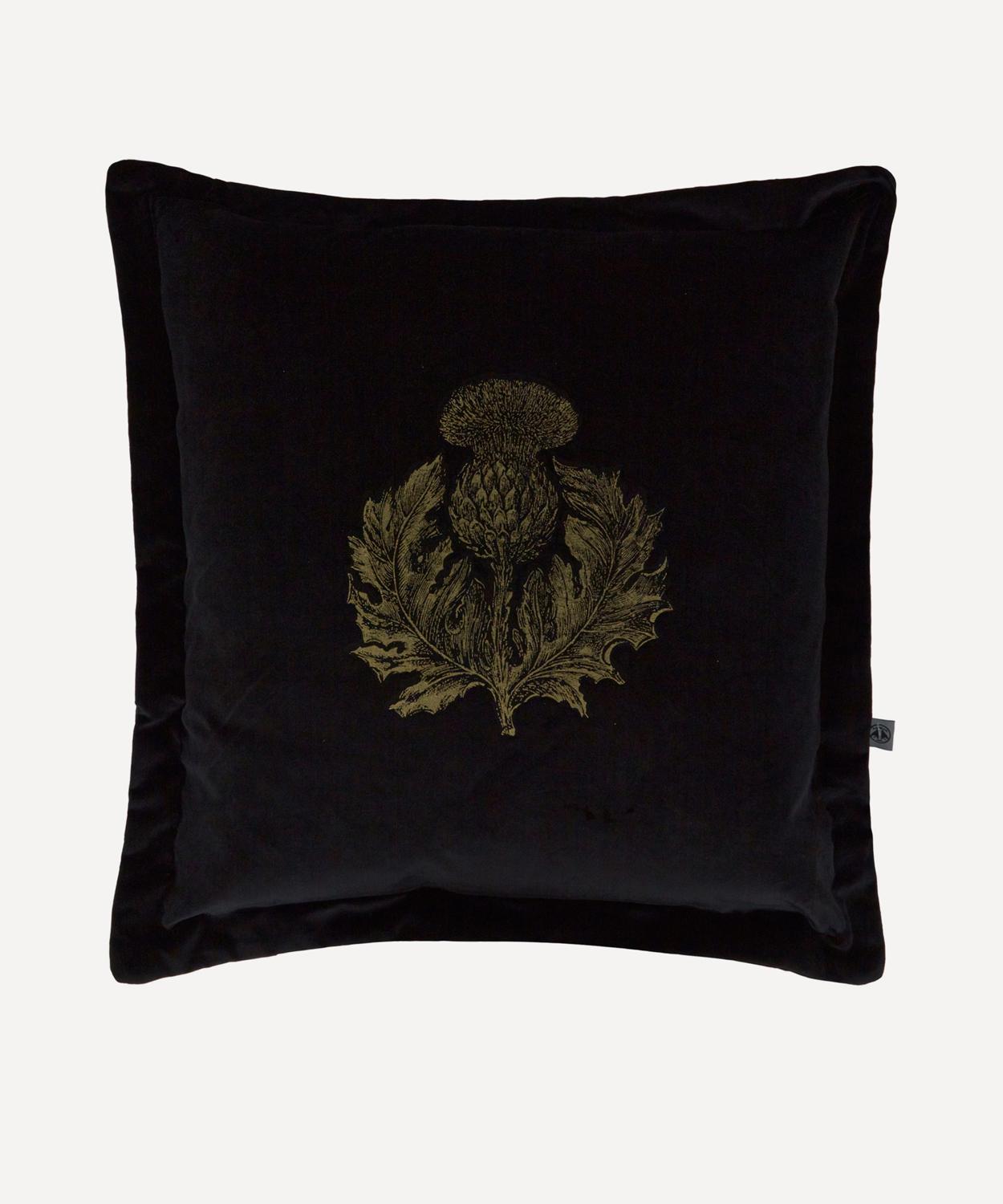 Timorous Beasties - Thistle Velvet Cushion image number 0