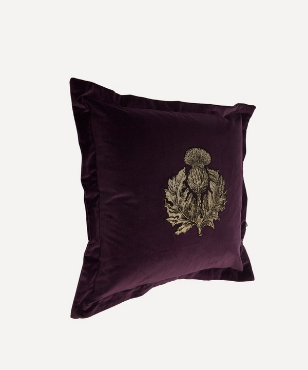 Timorous Beasties - Thistle Velvet Cushion image number 1