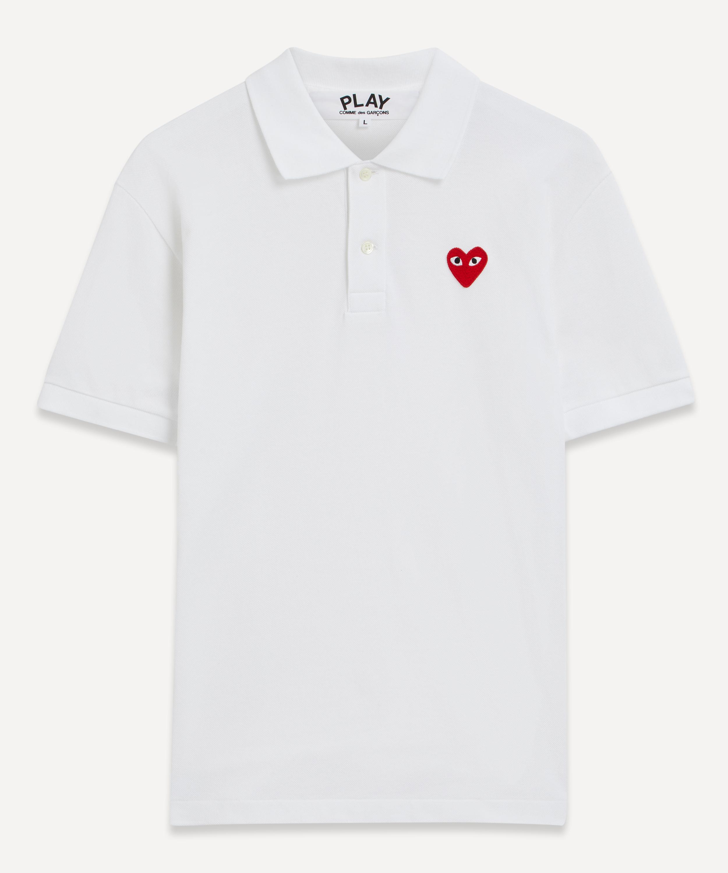 Comme des Garçons Play - Heart-Appliqué Piqué Polo Shirt image number 0