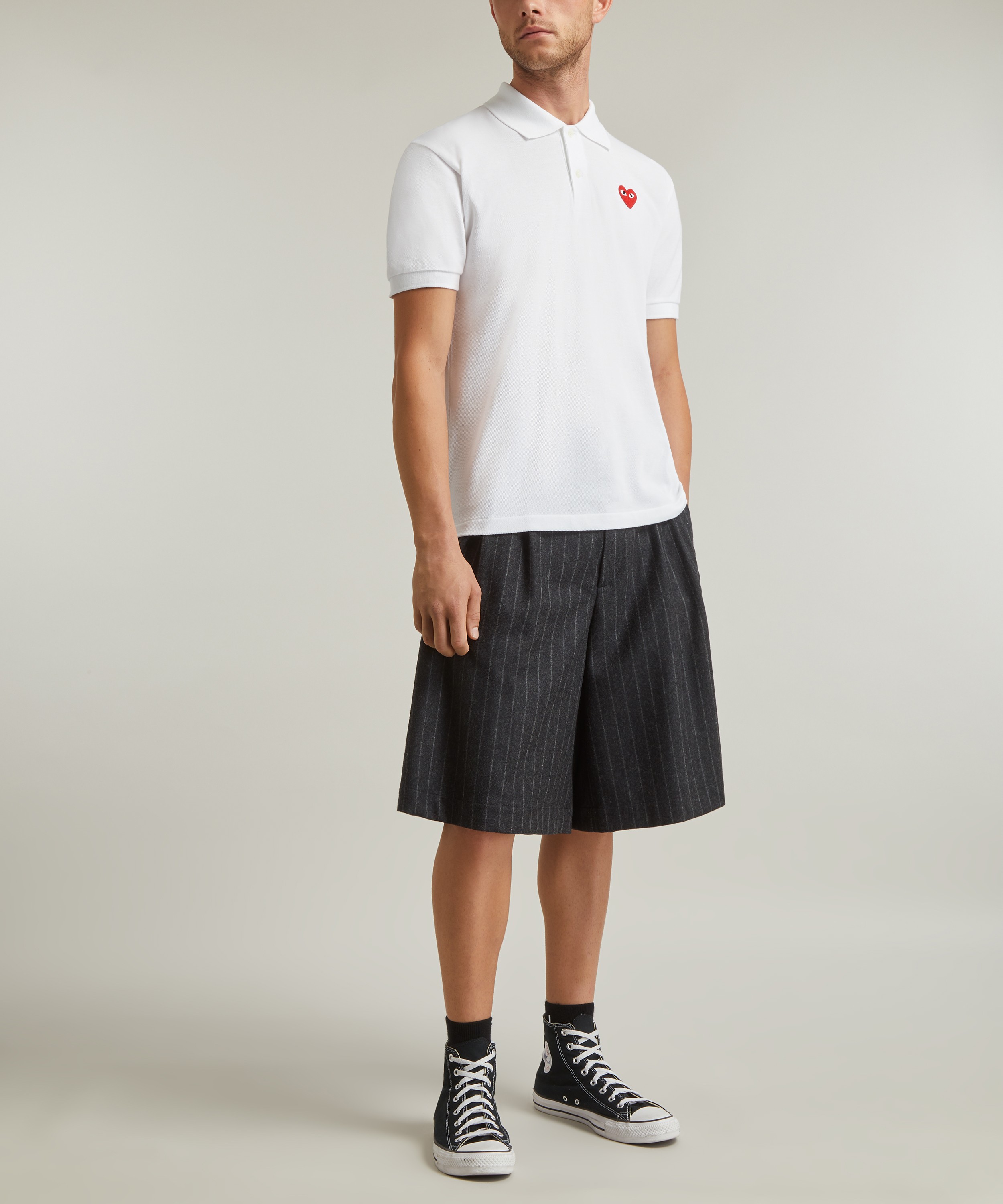 Comme des Garçons Play - Heart-Appliqué Piqué Polo Shirt image number 1