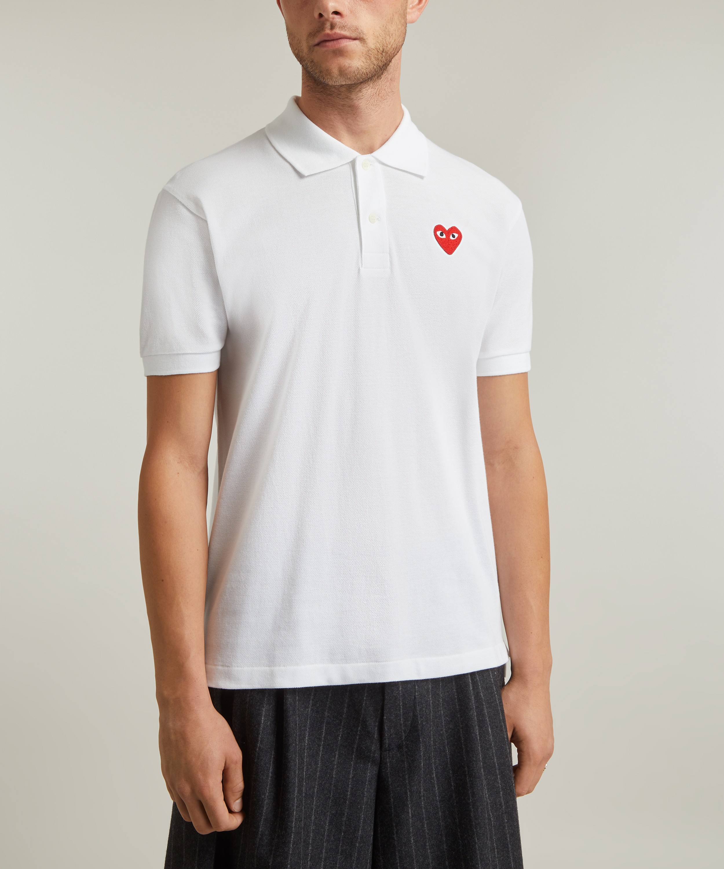 Comme des Garçons Play - Heart-Appliqué Piqué Polo Shirt image number 2