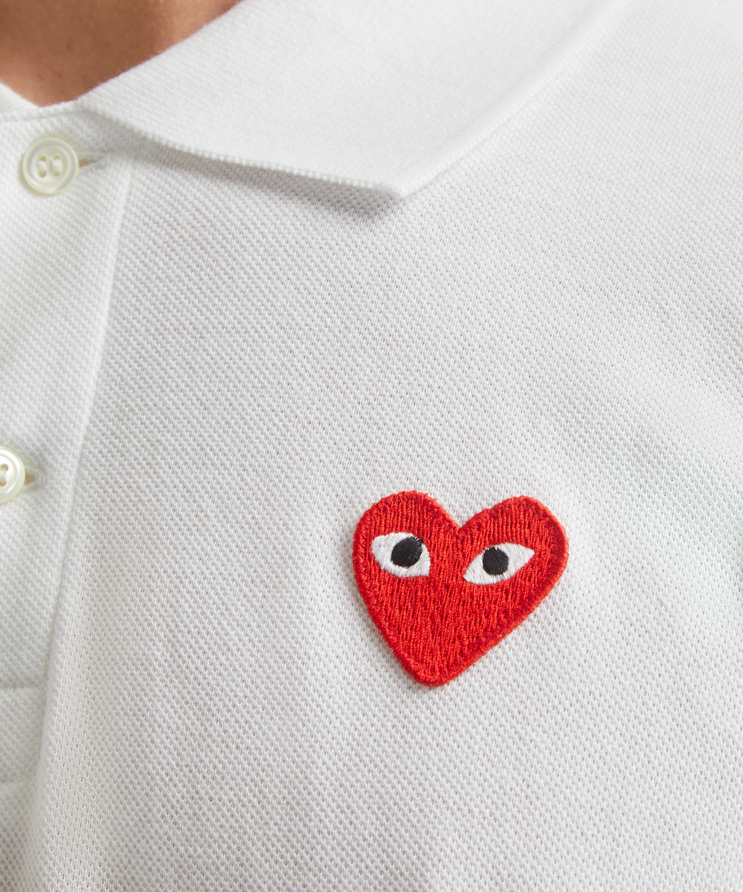 Comme des Garçons Play - Heart-Appliqué Piqué Polo Shirt image number 4