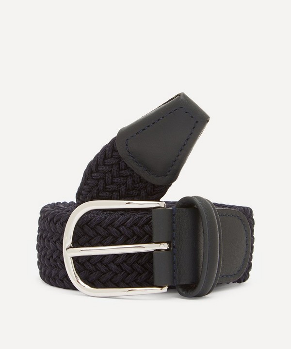 Anderson's -  Leather Trimmed Woven-Stretch Belt
