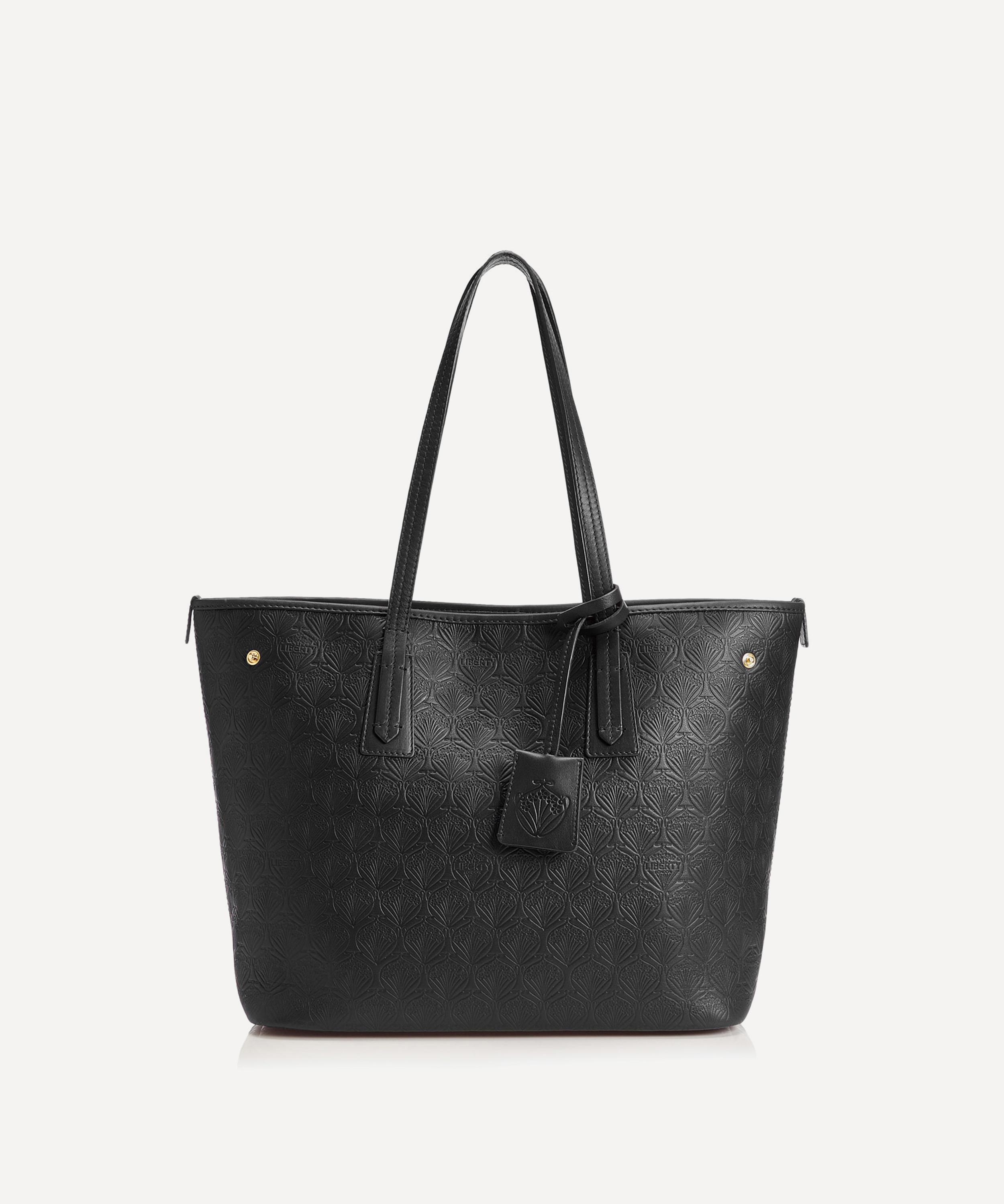 Flat Oblong Pebble Grain Leather Tote Bag Black – IMPERIO jp