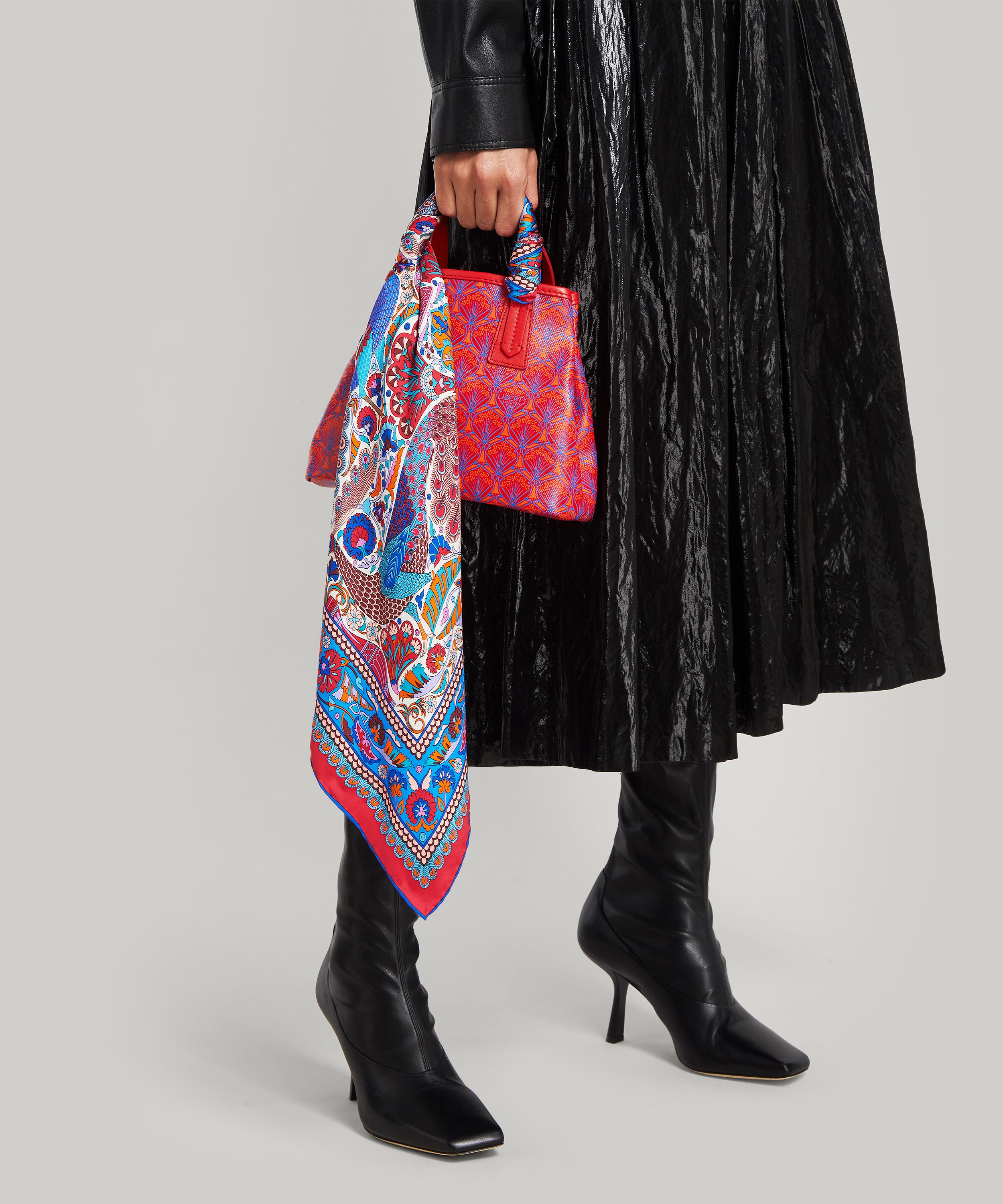 Liberty Audrey Leather Tote Bag with Peacock Garden Silk Scarf