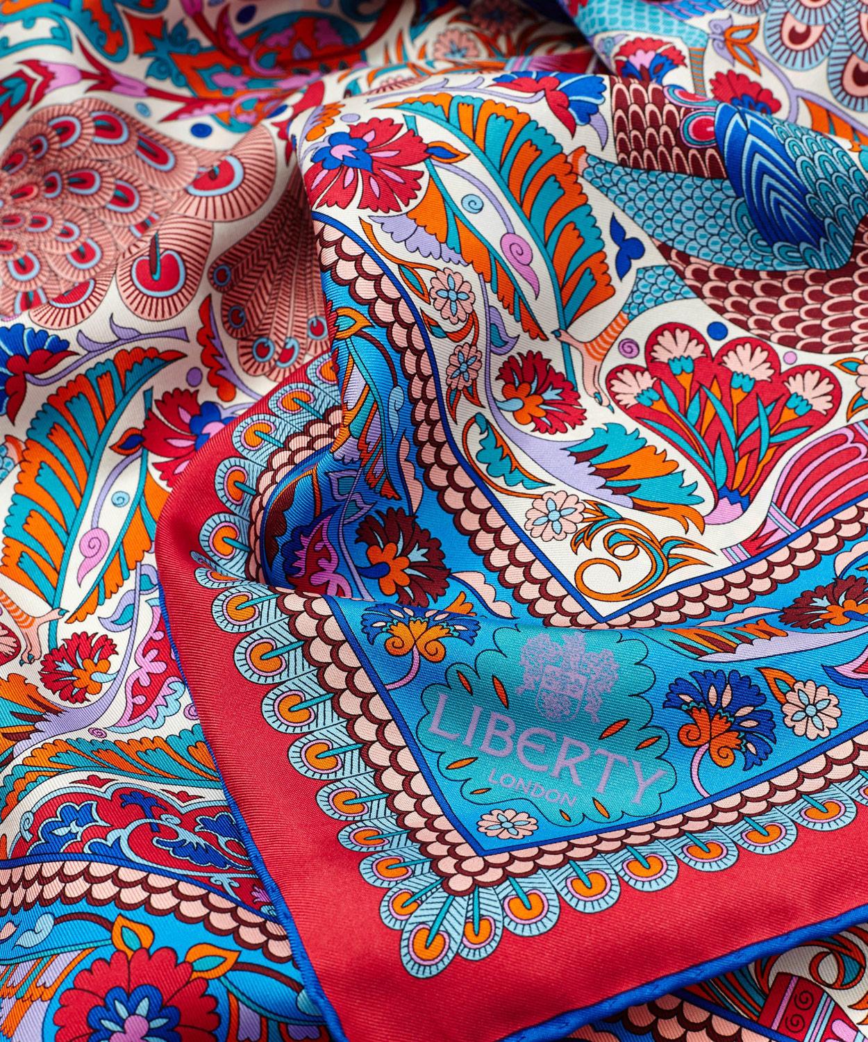 Liberty Peacock Garden 70 x 70 Silk Scarf | Liberty