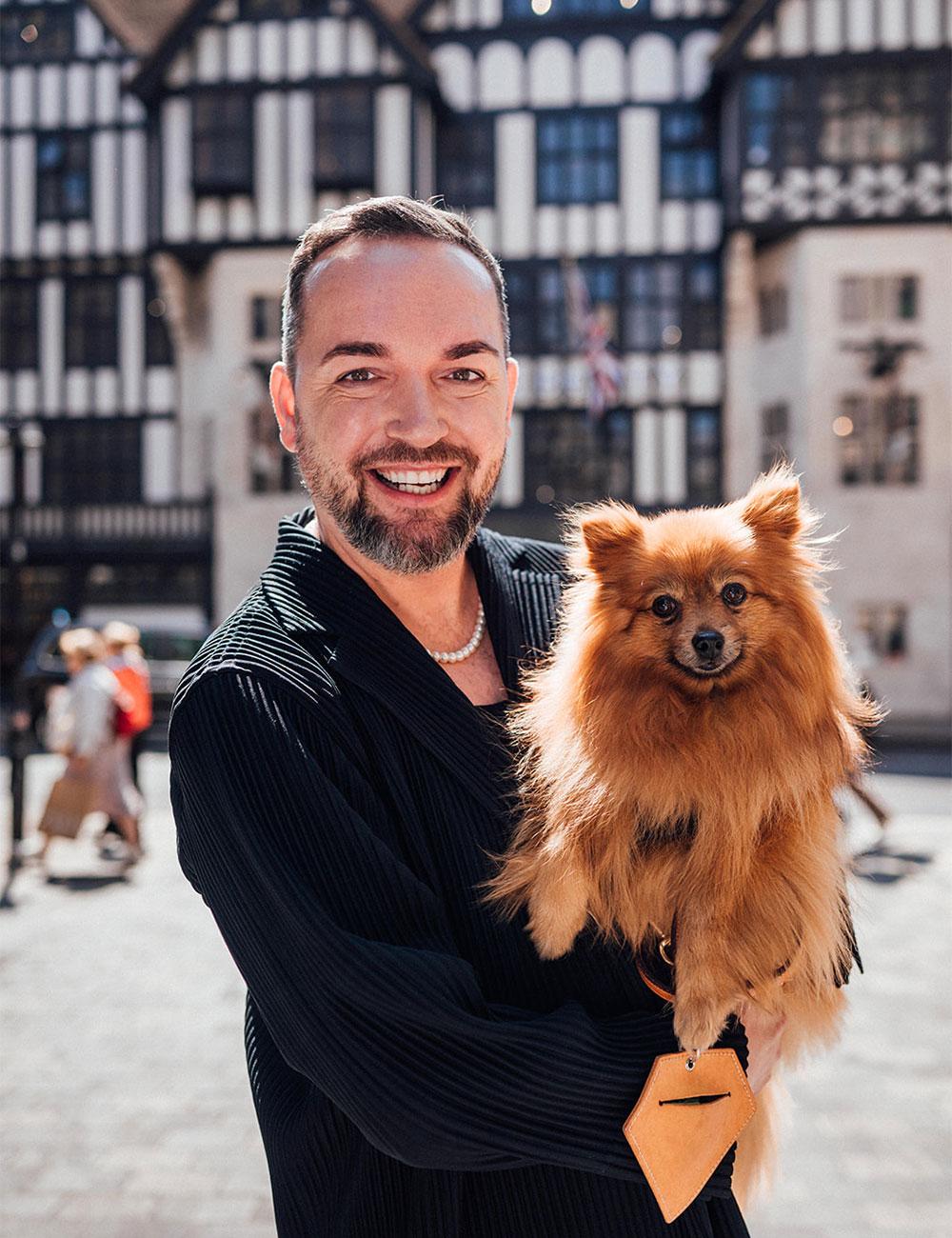 seb and his dog outside Liberty