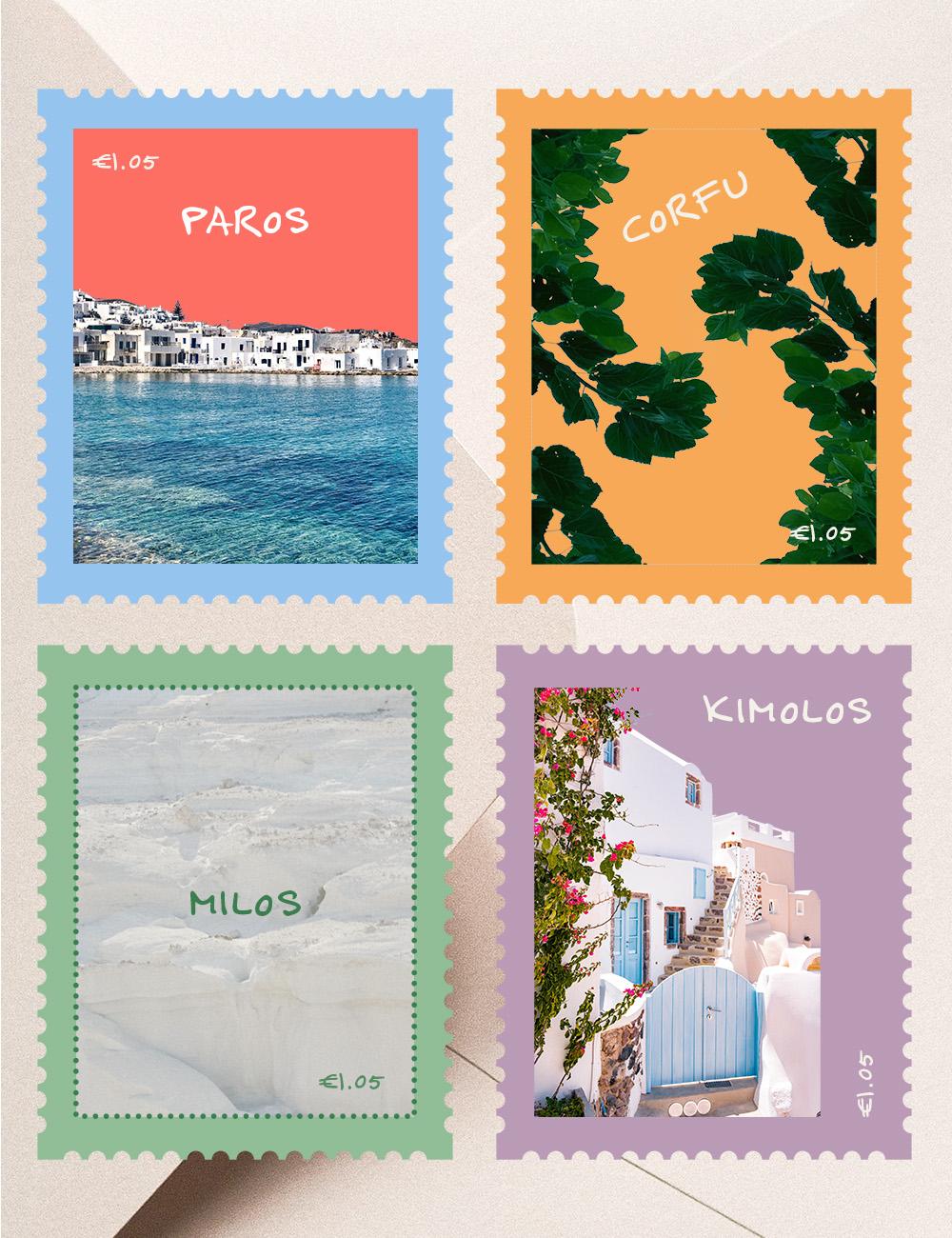 greek island holidays stamps