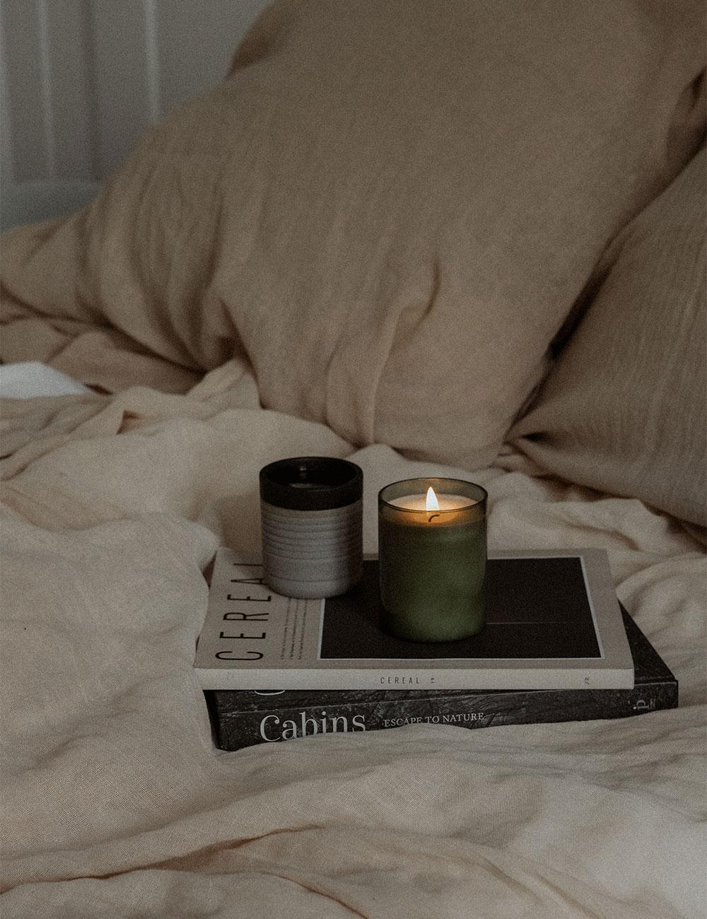 Cosy candles in a bedroom