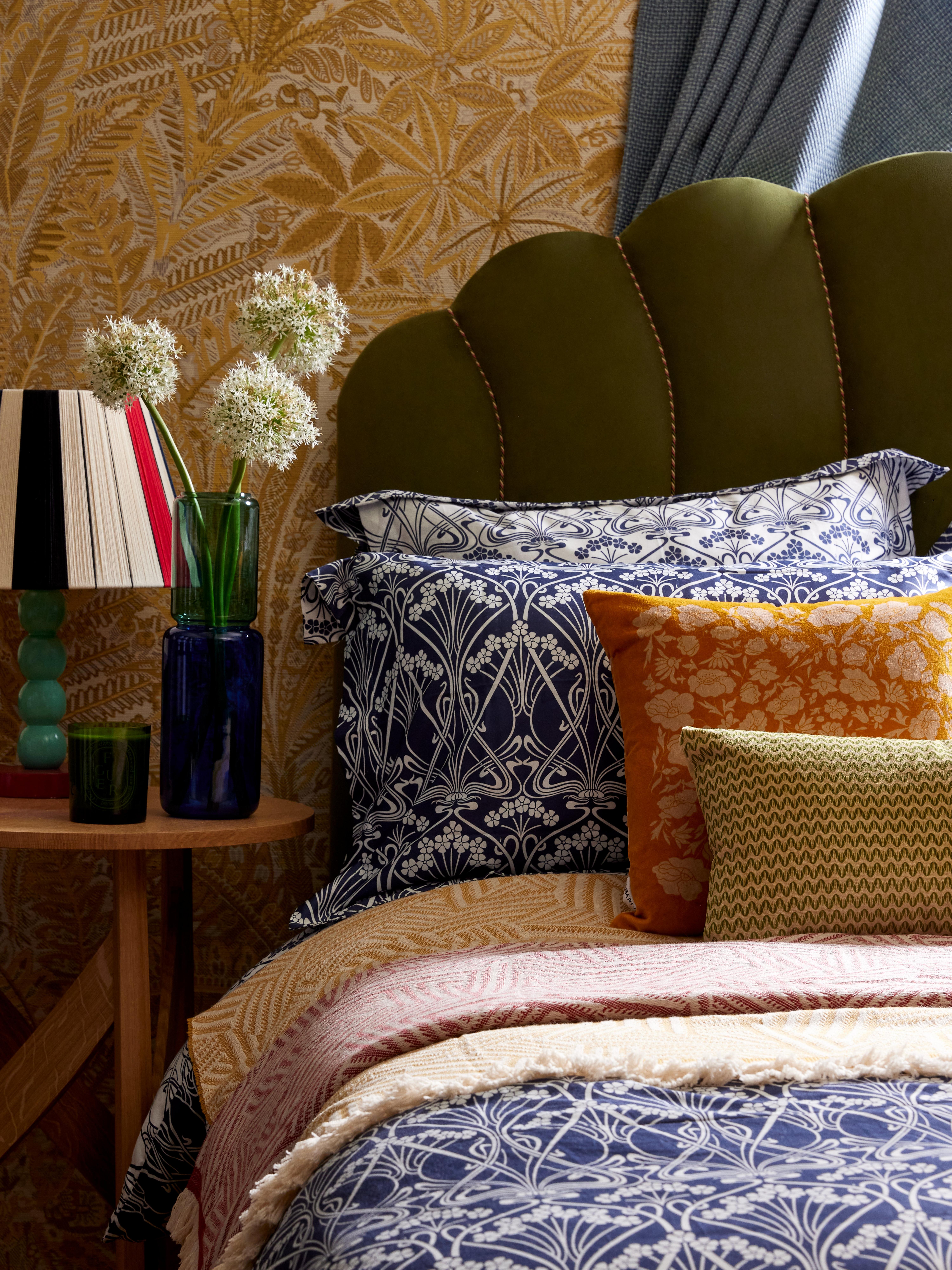 how to dress a bed with Liberty print bedding