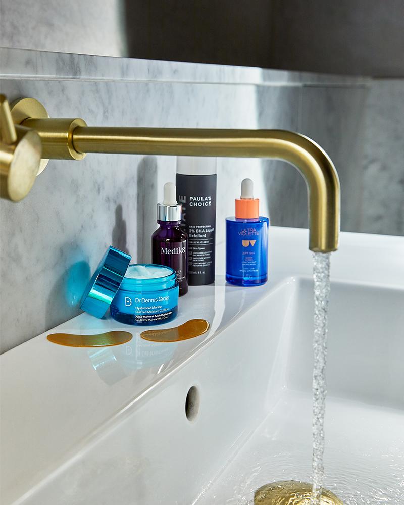 Selection of skincare products that double up as a hangover skin cure