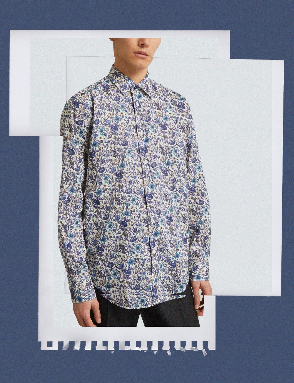 Golding - White/Blue - Ls Textured Paisley Shirt, Shirts