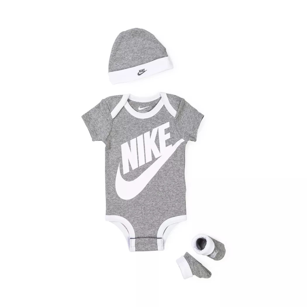 Nike - Set: Body, Mütze und Socken, Futura Logo, 6-12 Monate, Grau