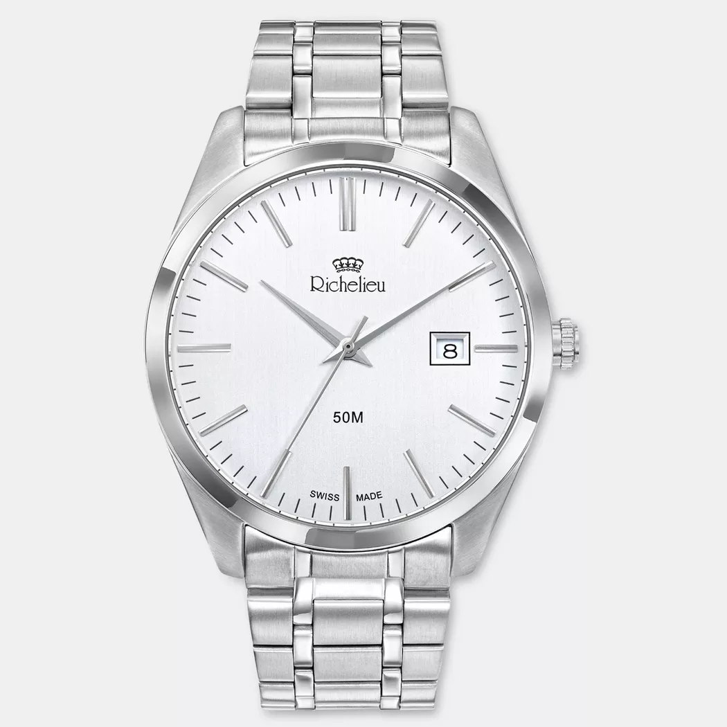 Richelieu - Analoguhr, Sport, 42mm, Silber