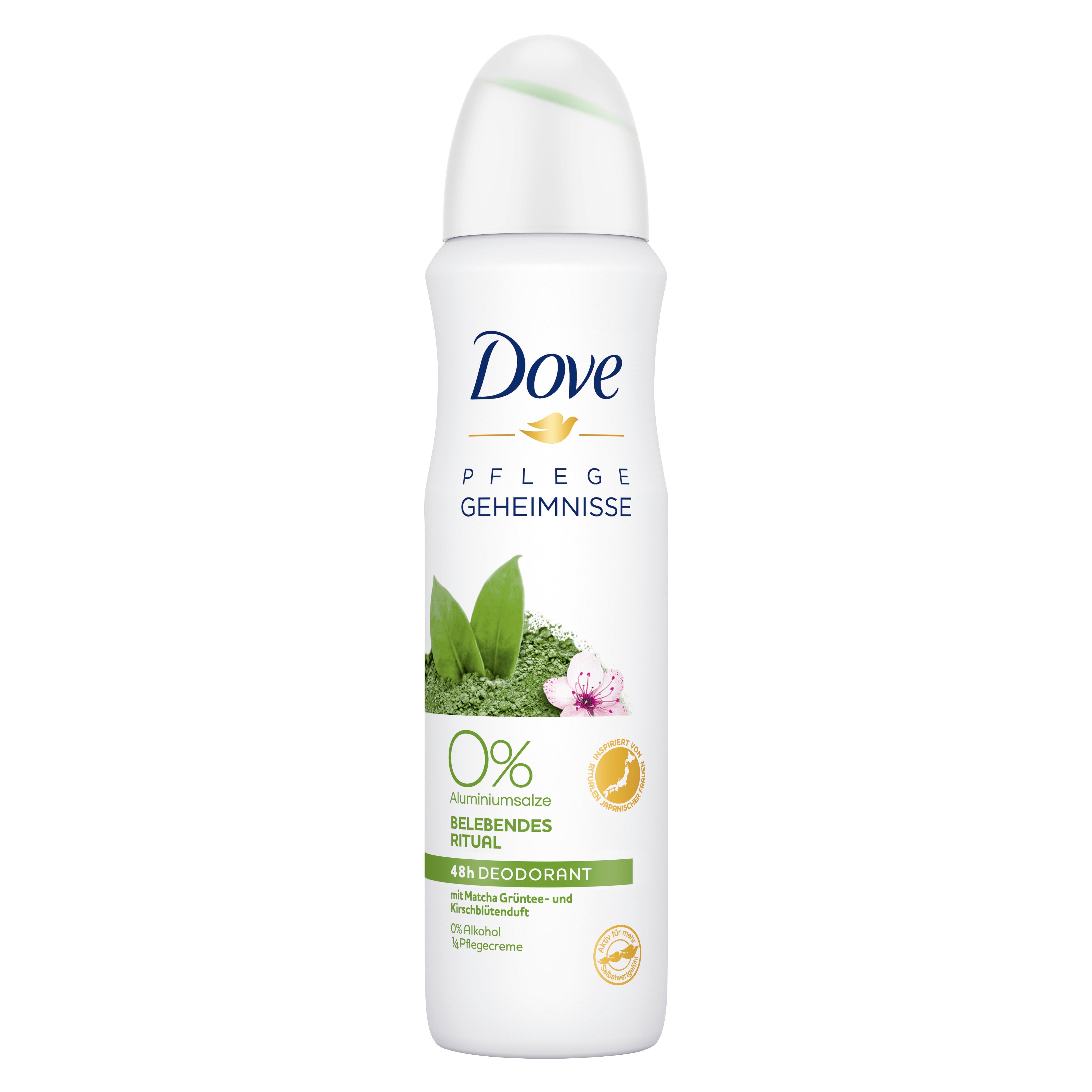 Image of Dove Deodorant Pflegegeheimnisse Belebendes Ritual mit Matcha Grüntee- und Kirschblütenduft 0% Aluminiumsalze - 150 ml
