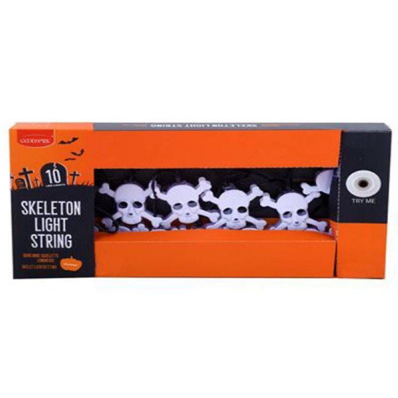 Image of Deko Girlande LED Totenkopf Weiss