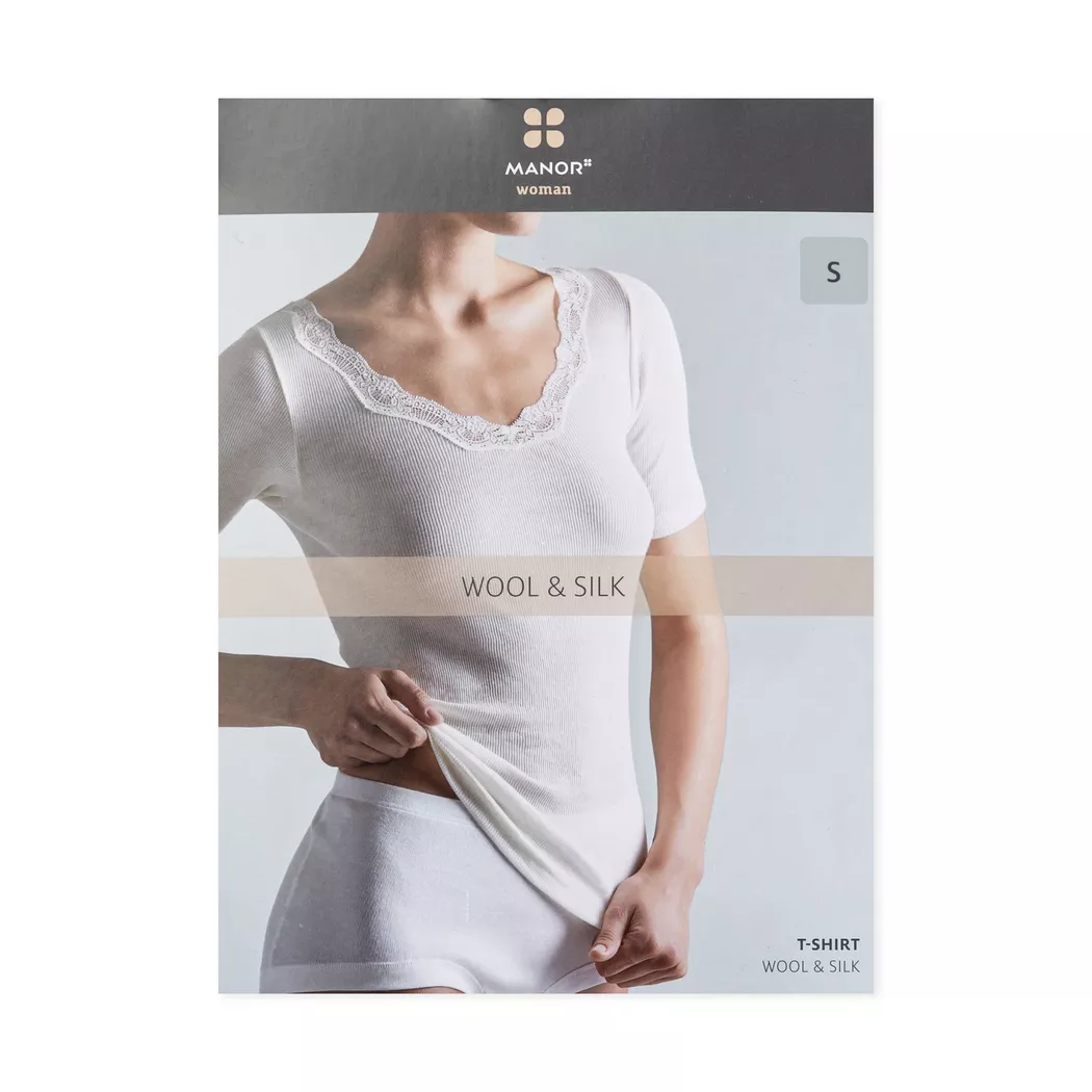 Manor Woman - Top Rippe kurze Ärmel, für Damen, Ecru, Größe L