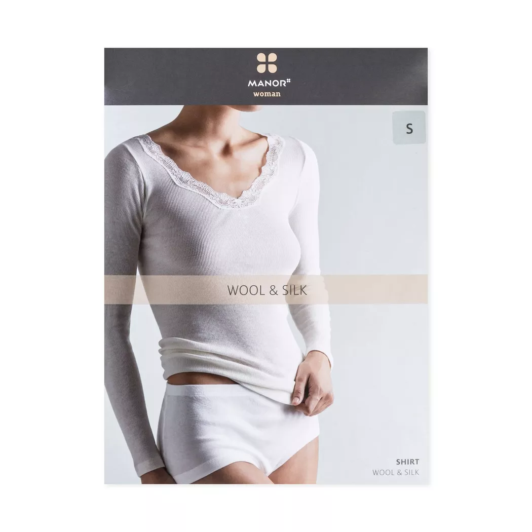 Manor Woman - Top Rippe lange Ärmel, für Damen, Ecru, Größe L