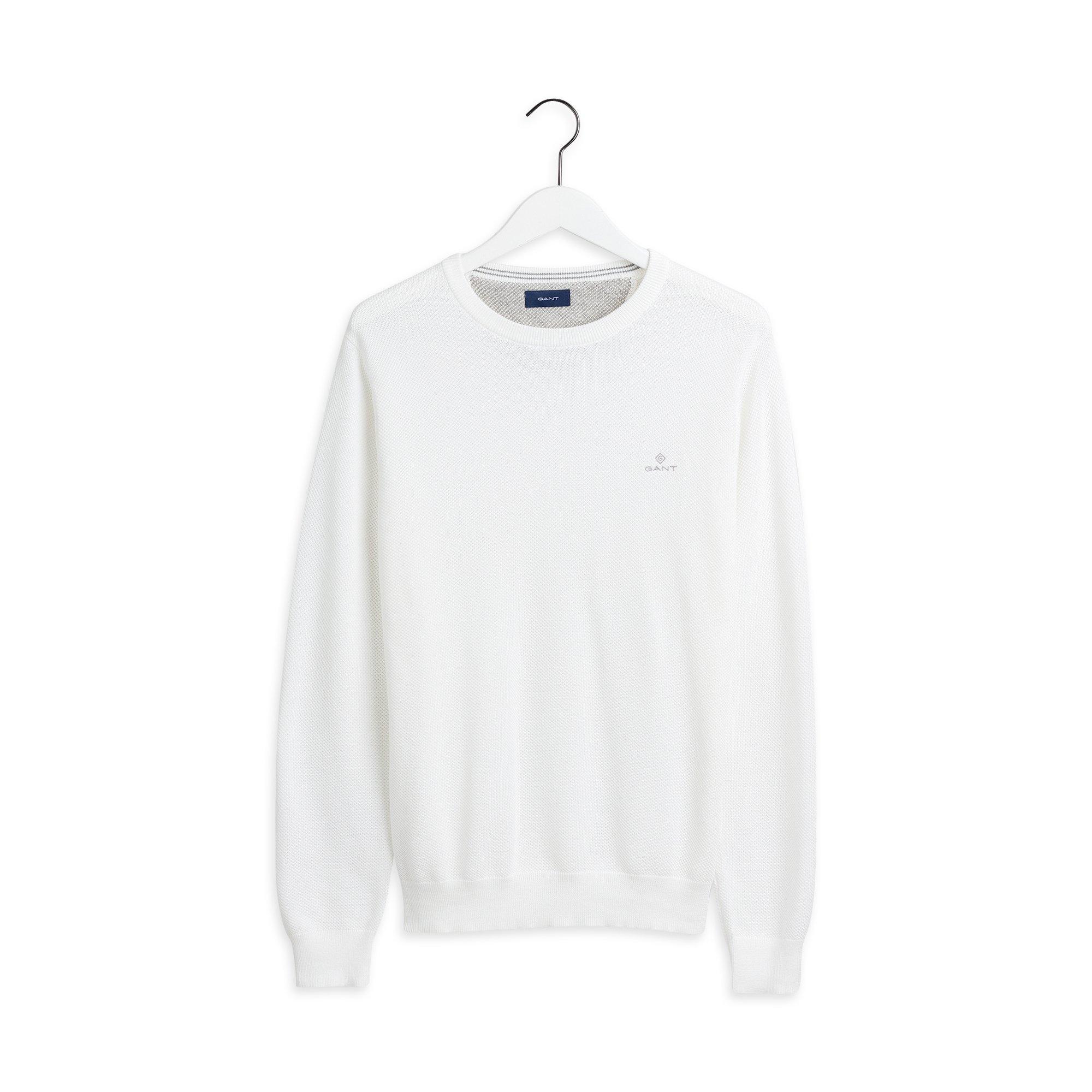 GANT Cotton Pique C-neck Pullover, Felpa In Cotone Classica Con Girocollo E Ricamo GANT Sul Petto. Vestibilità Normale E Comfort. - 2