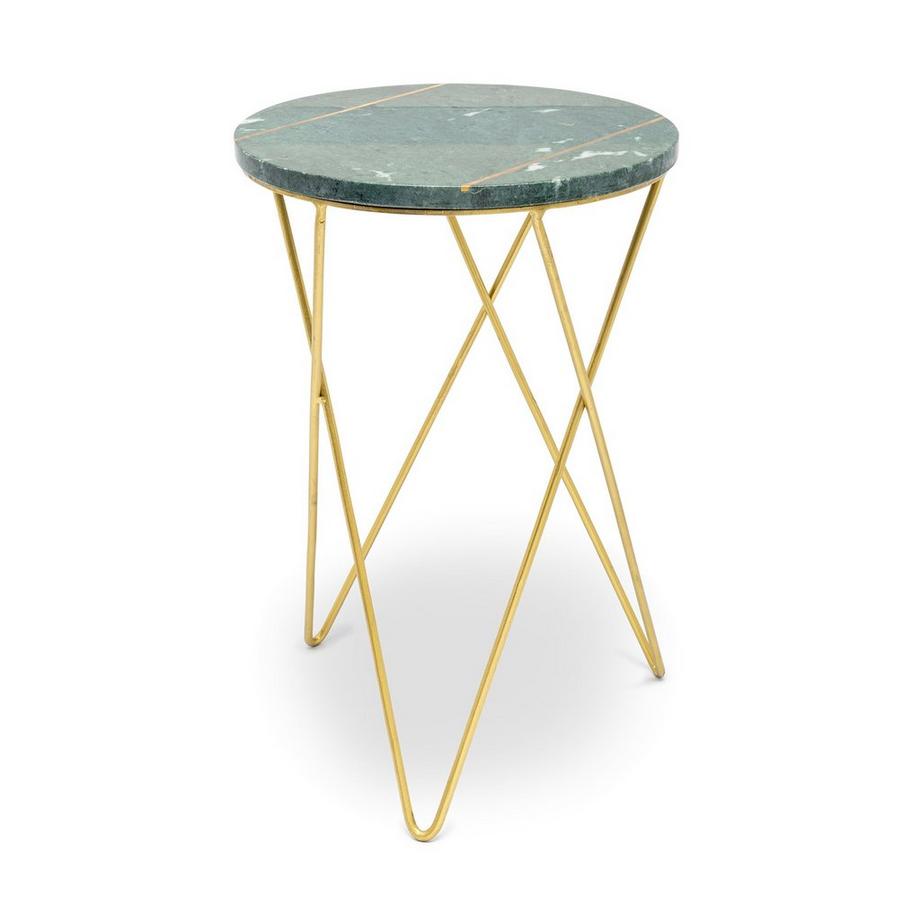 Manor Collections IRON/STONE/ BRASS INLAY TABLE Beistelltisch 