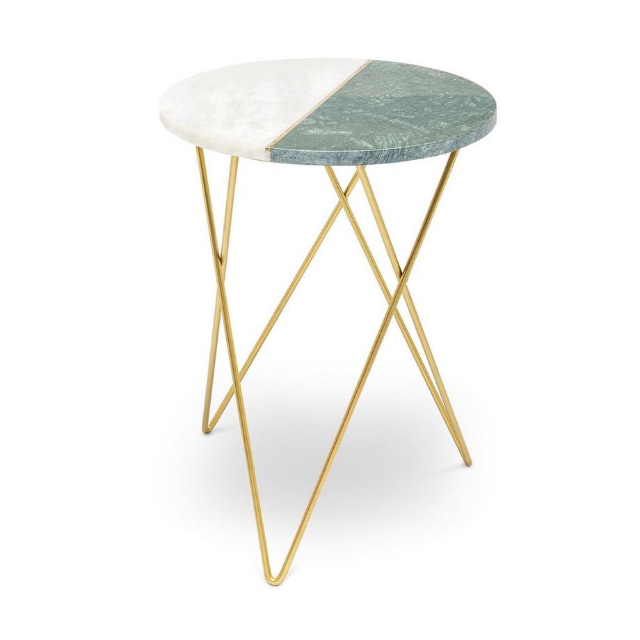 Manor Collections IRON/STONE/ BRASS INLAY TABLE Table d'appoint 