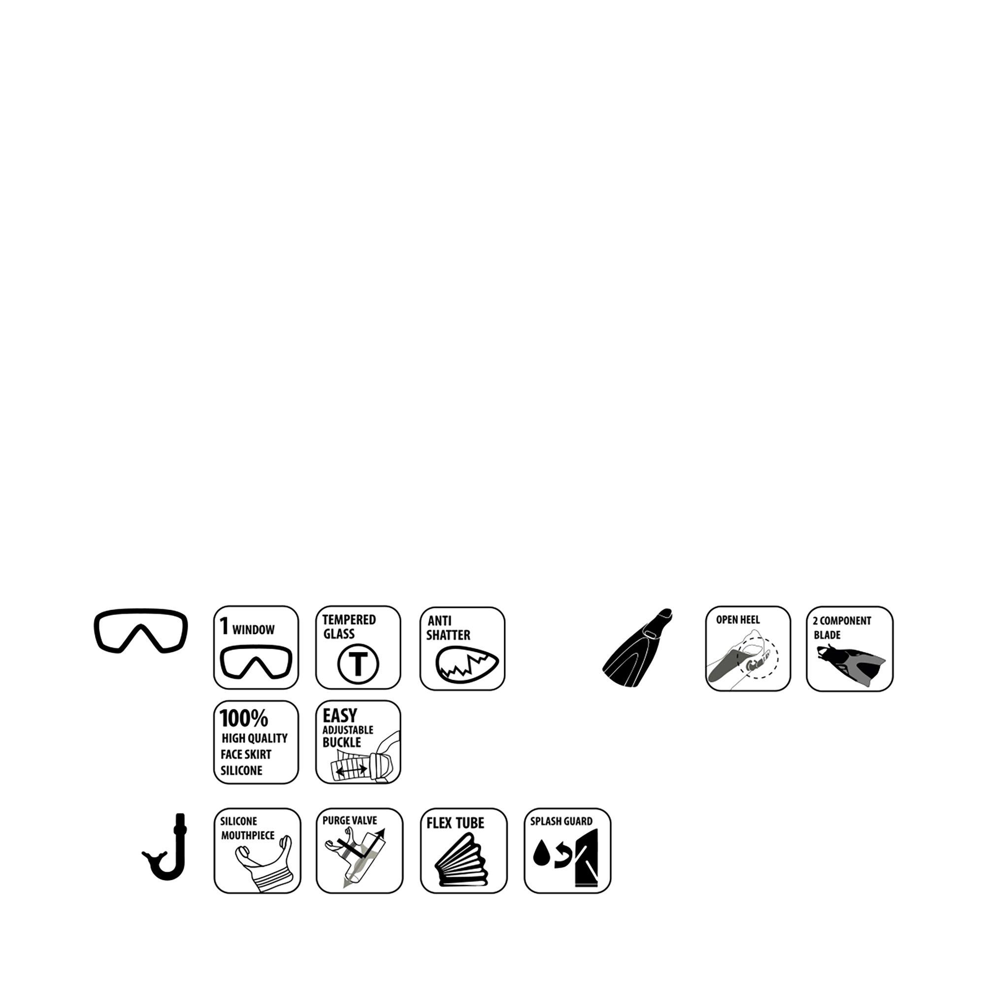 SCHILDKRÖT  Set de tuba Bermudes pour enfants  avec lunettes, tuba et palmes 